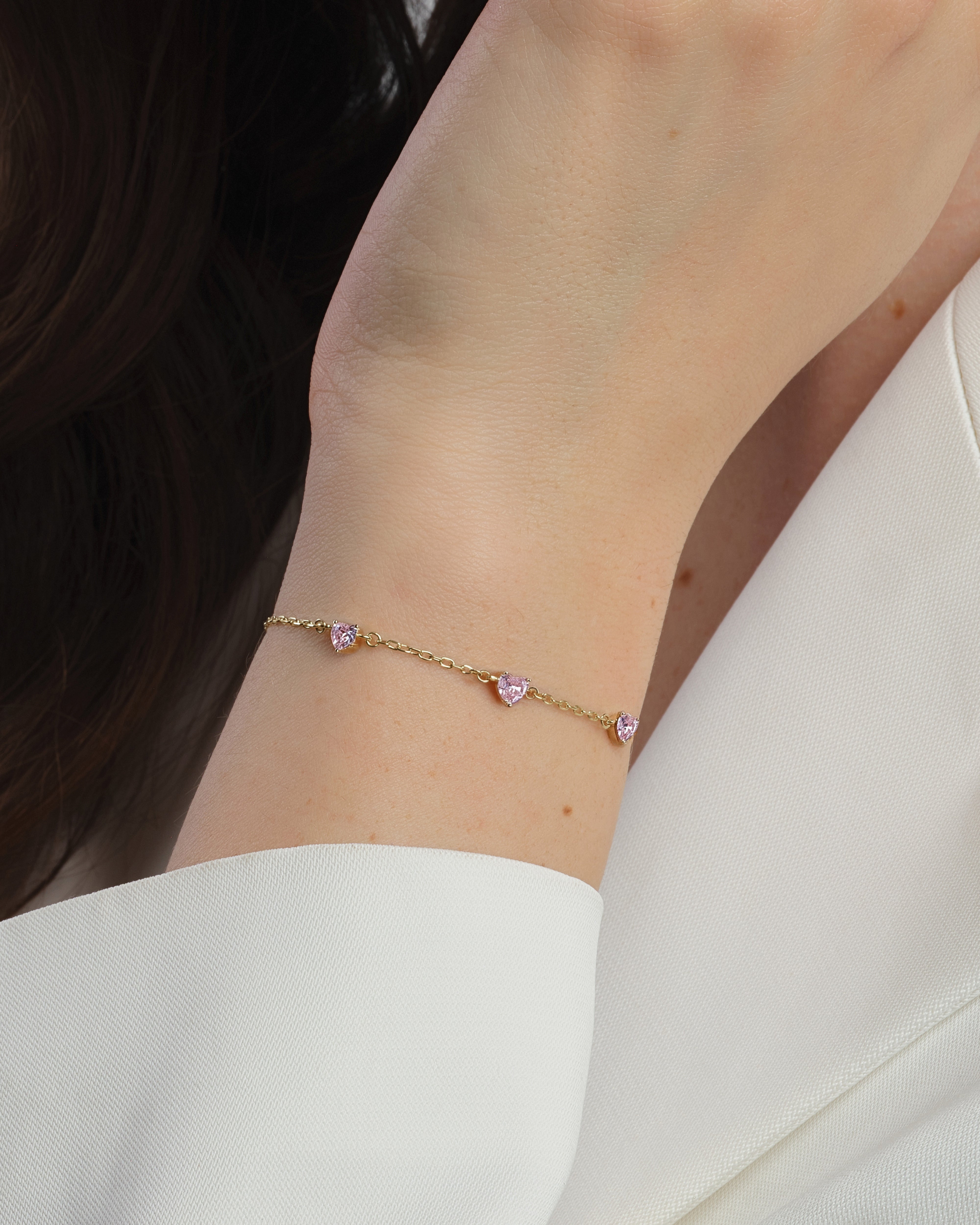 Heart Birthstone Station Bracelet