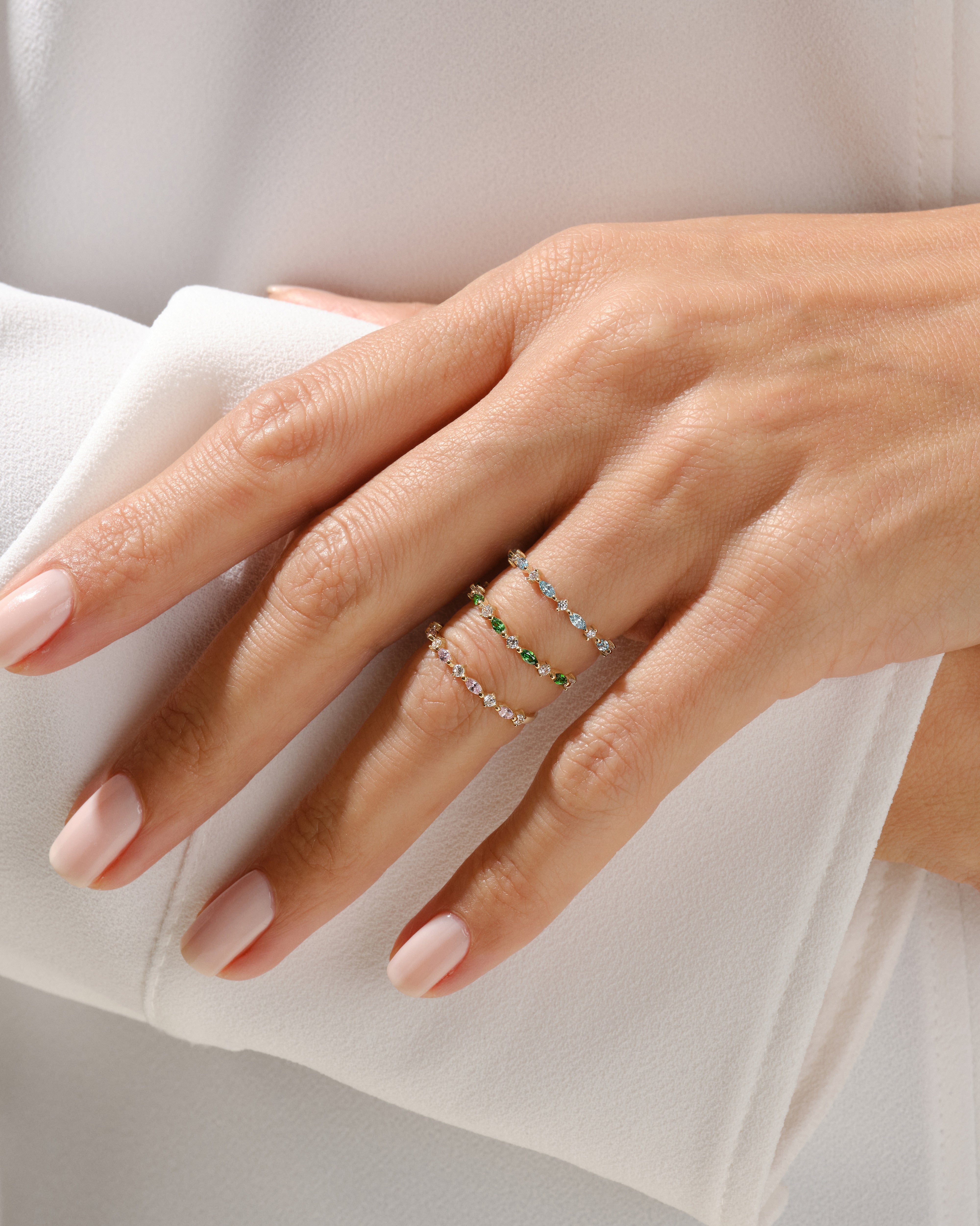 Alternating Marquise & Round Birthstone Ring