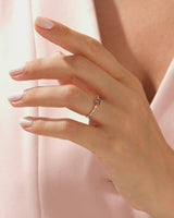 Round-Cut Side Stone Accent Birthstone Ring