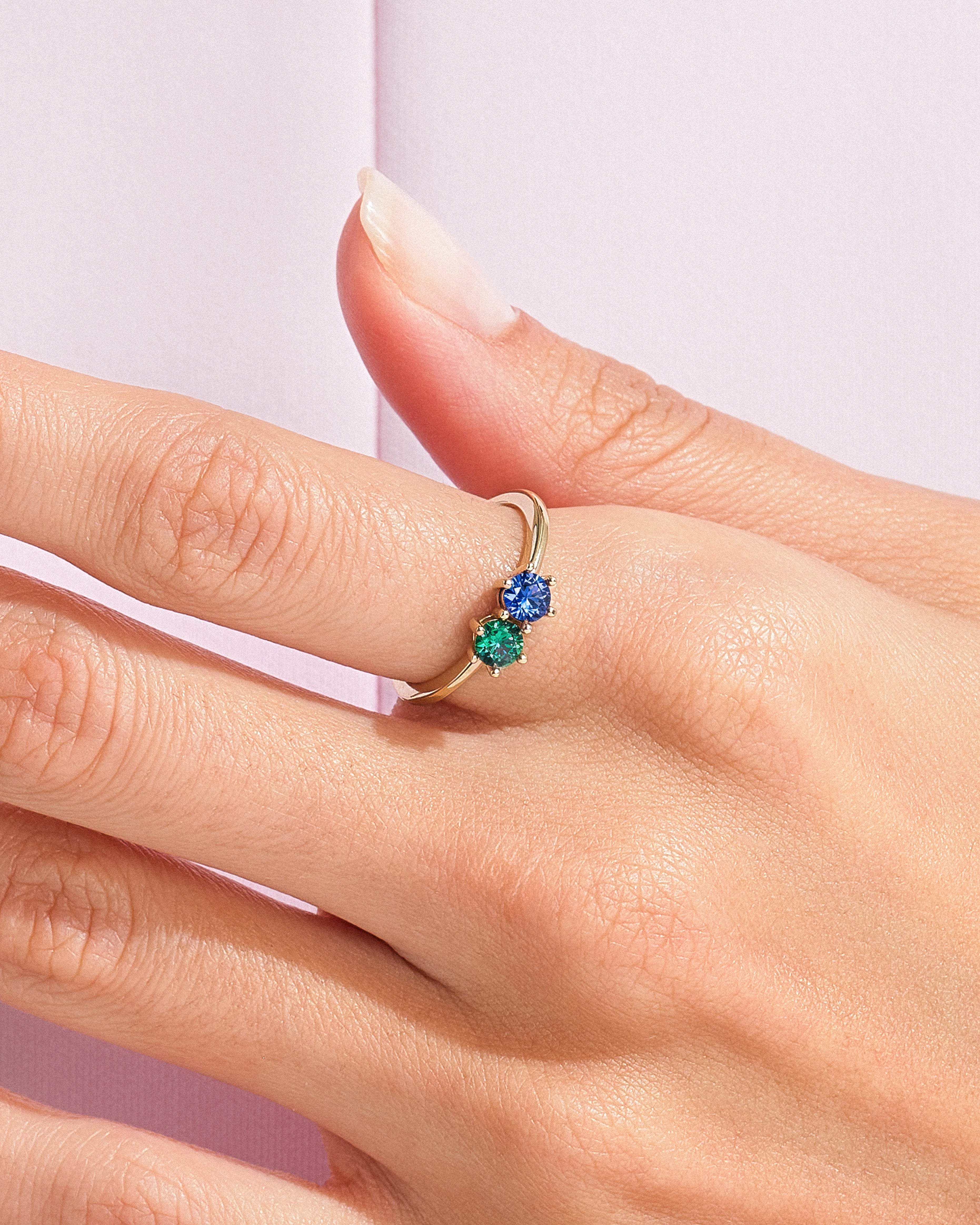 Round Cut Birthstone Family Ring
