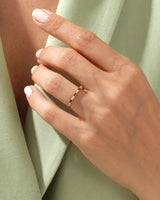 Baguette and Double Round Birthstone Ring