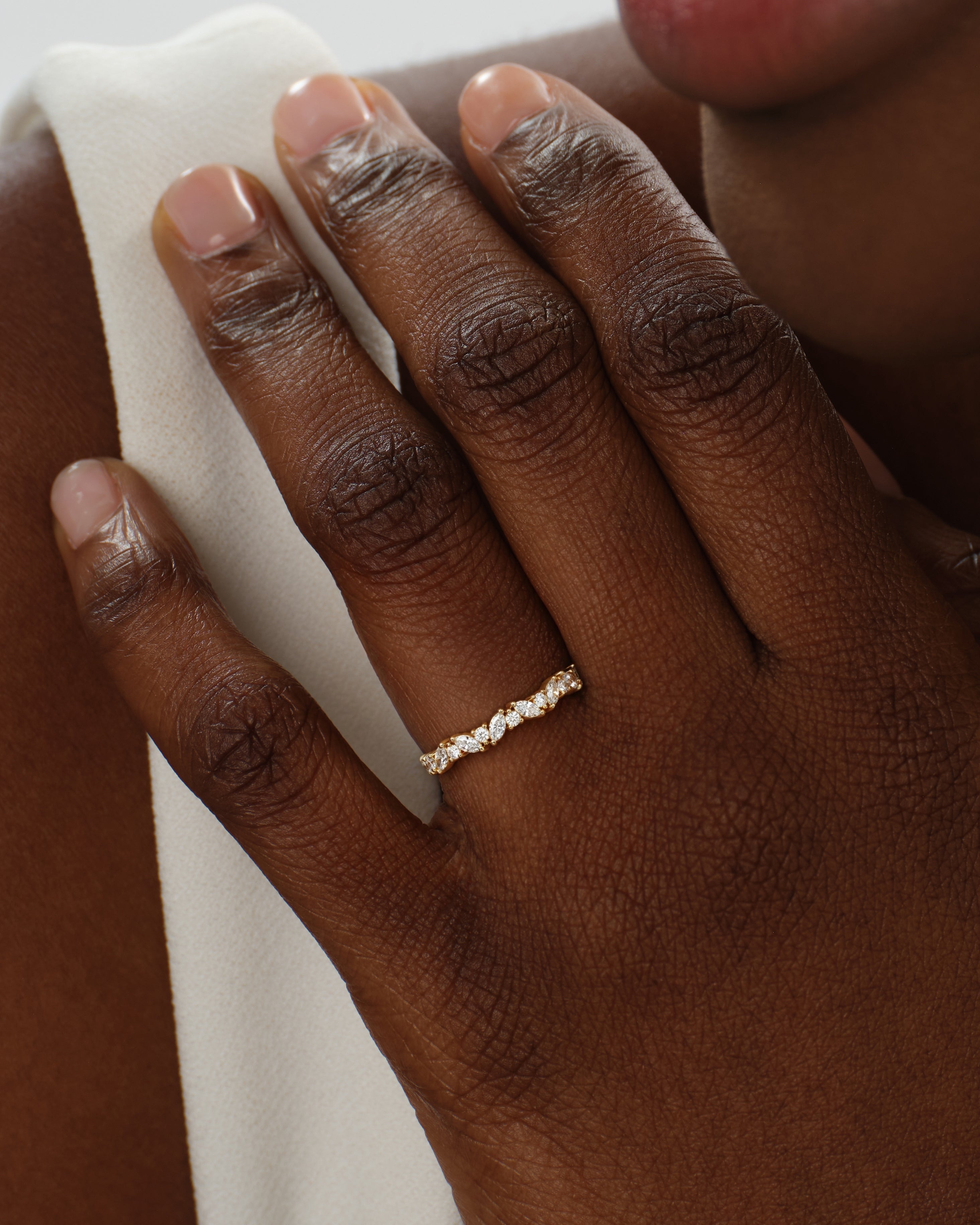 Marquise and Round Bold Wedding Band