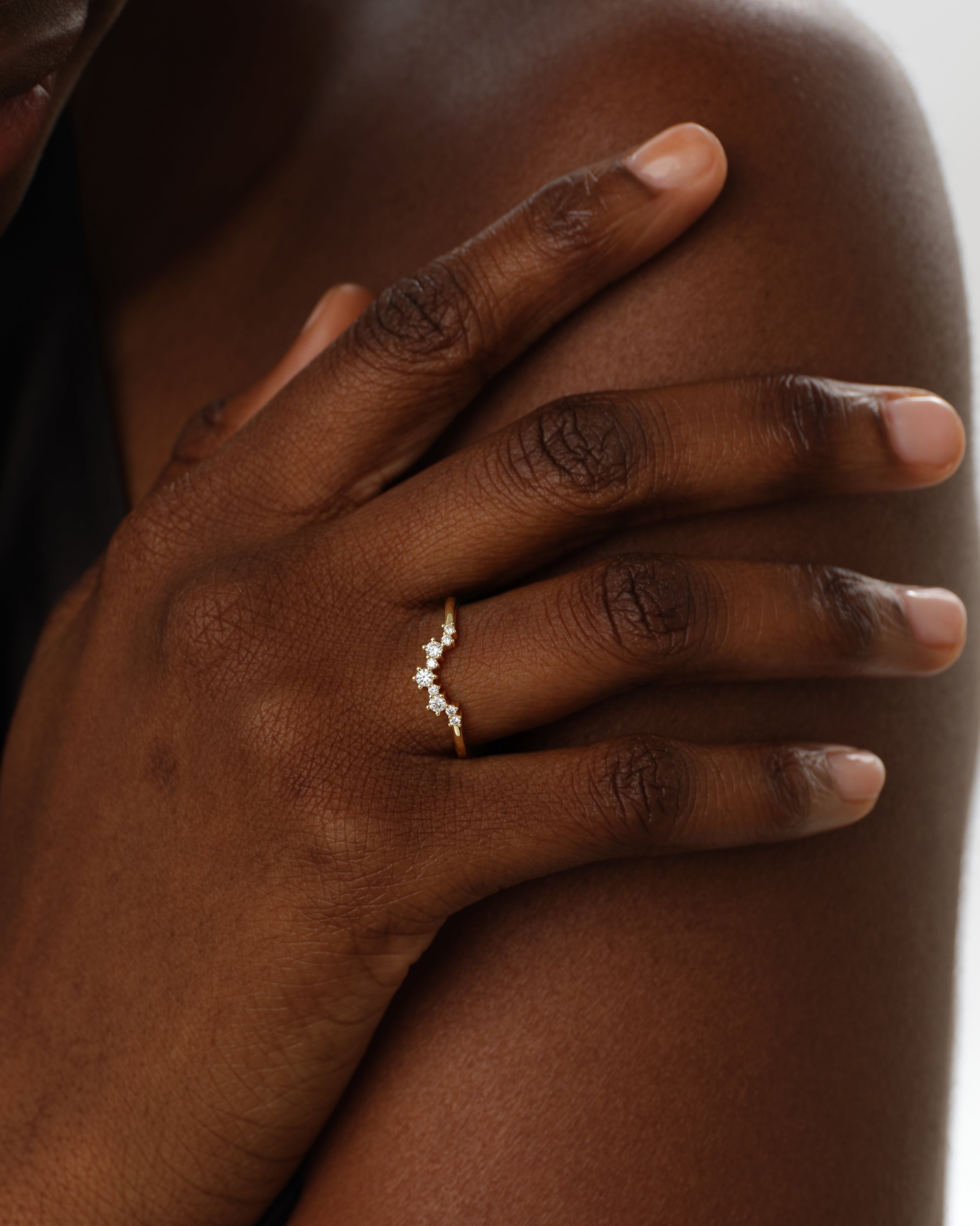 Curved Cluster Wedding Band