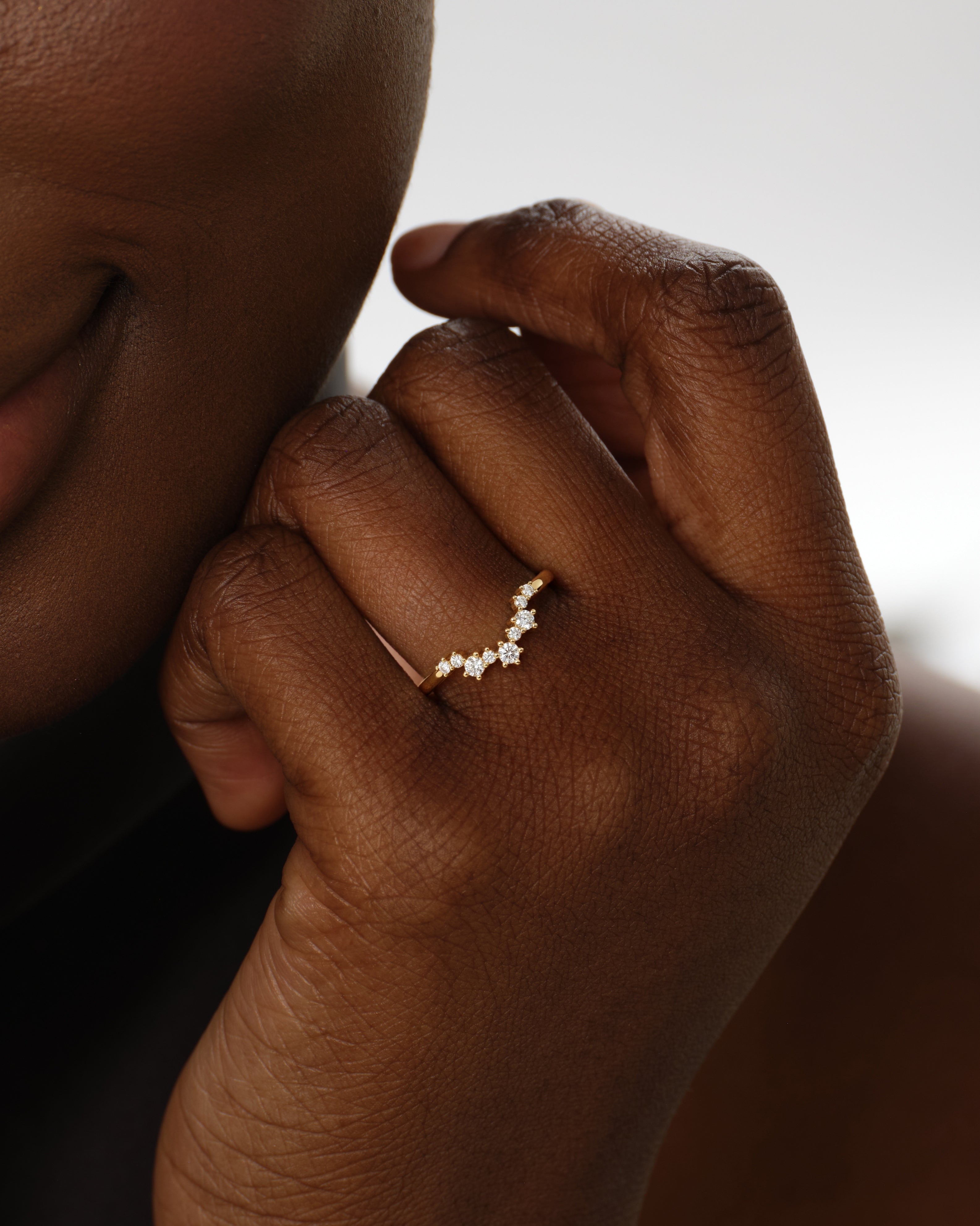 Curved Cluster Wedding Band