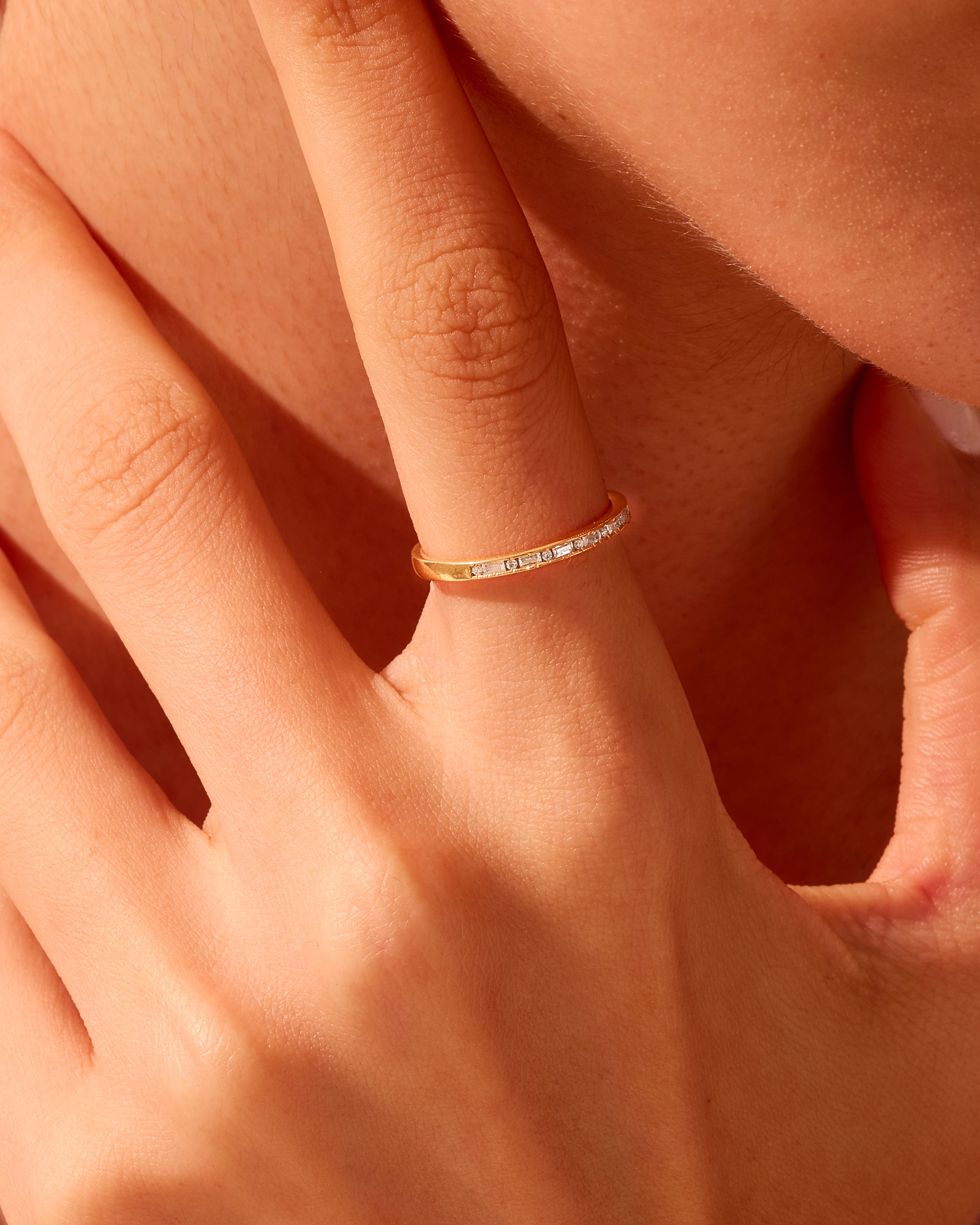 Channel Set Baguette and Round Ring