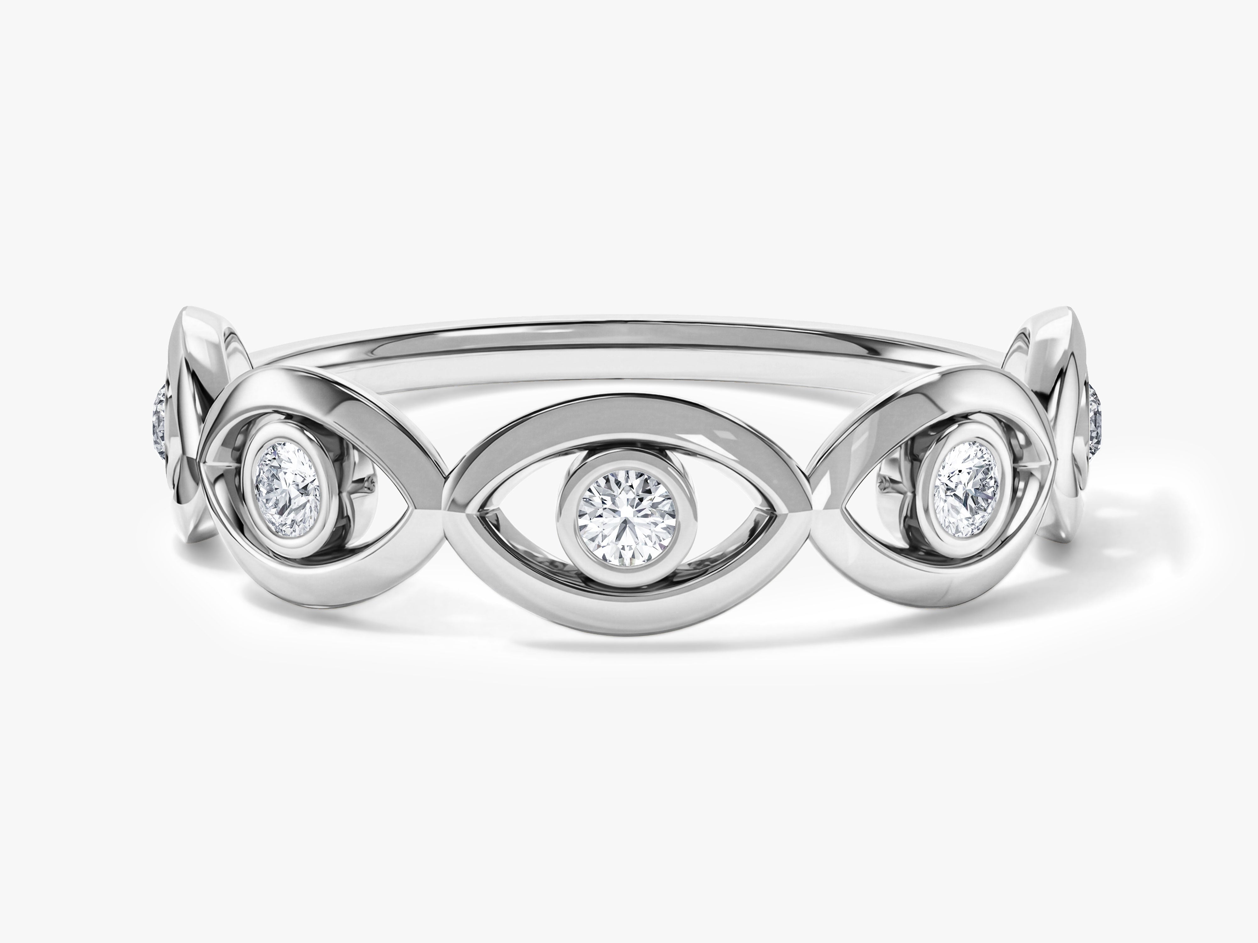 Half Eternity Evil Eye Ring