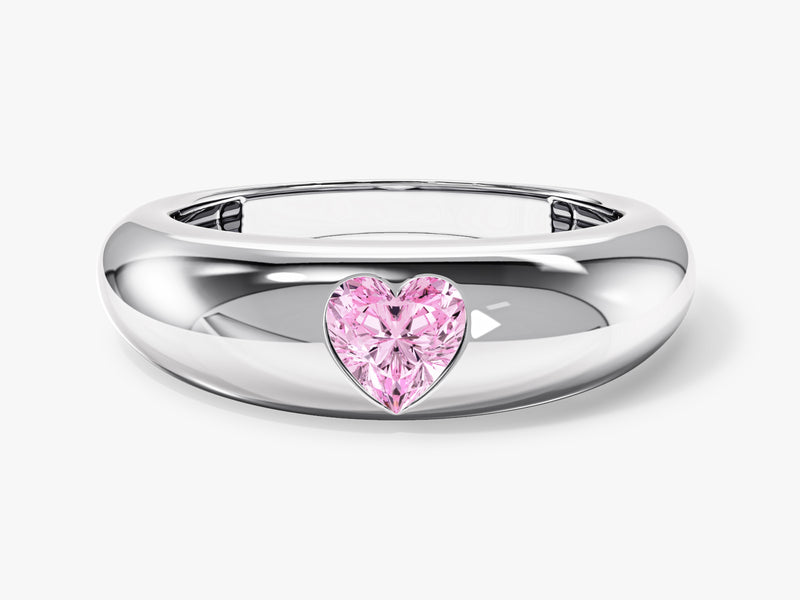 Silver ring with pink heart-shaped gemstone, jewelry