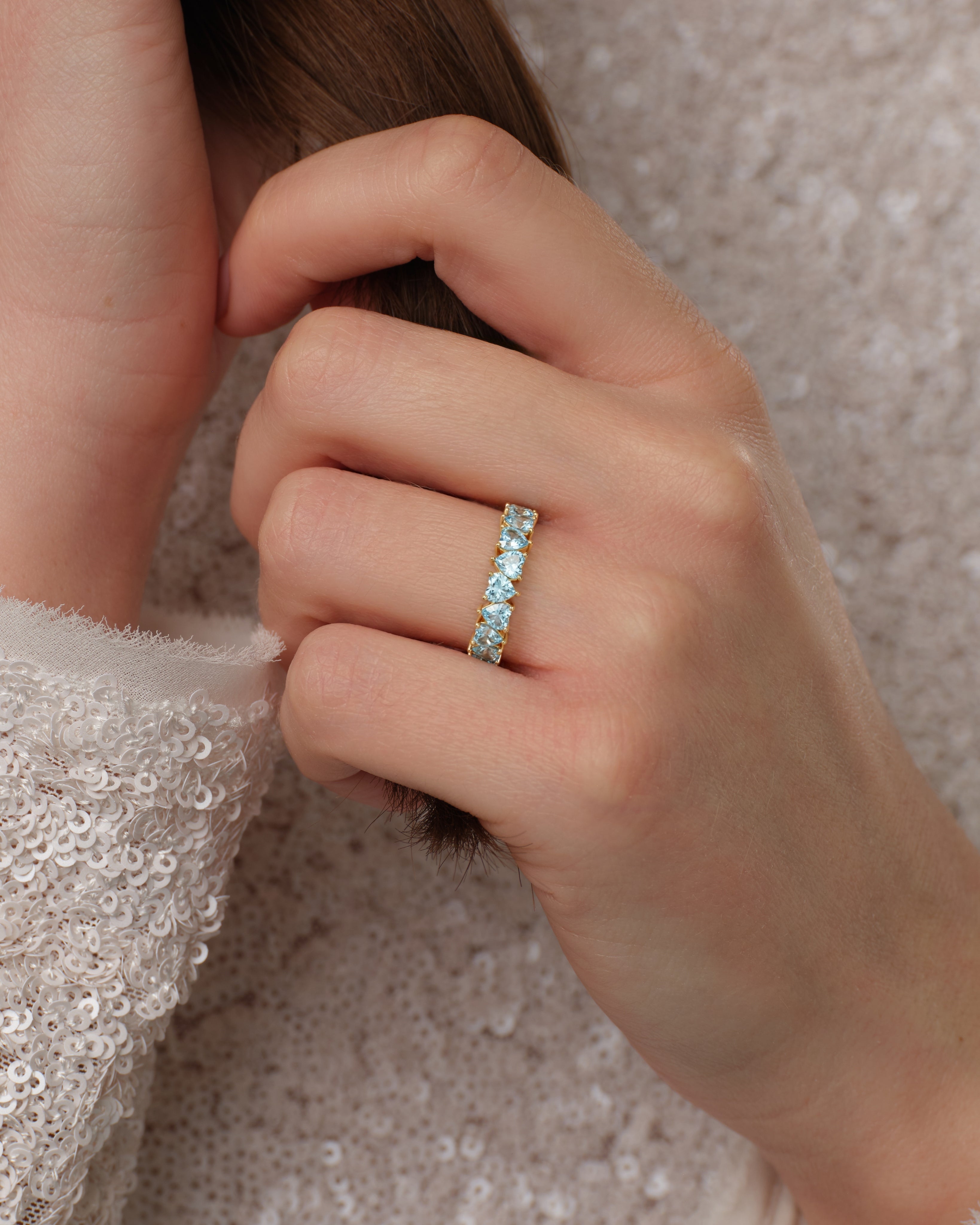 Heart Cut Birthstone Eternity Ring