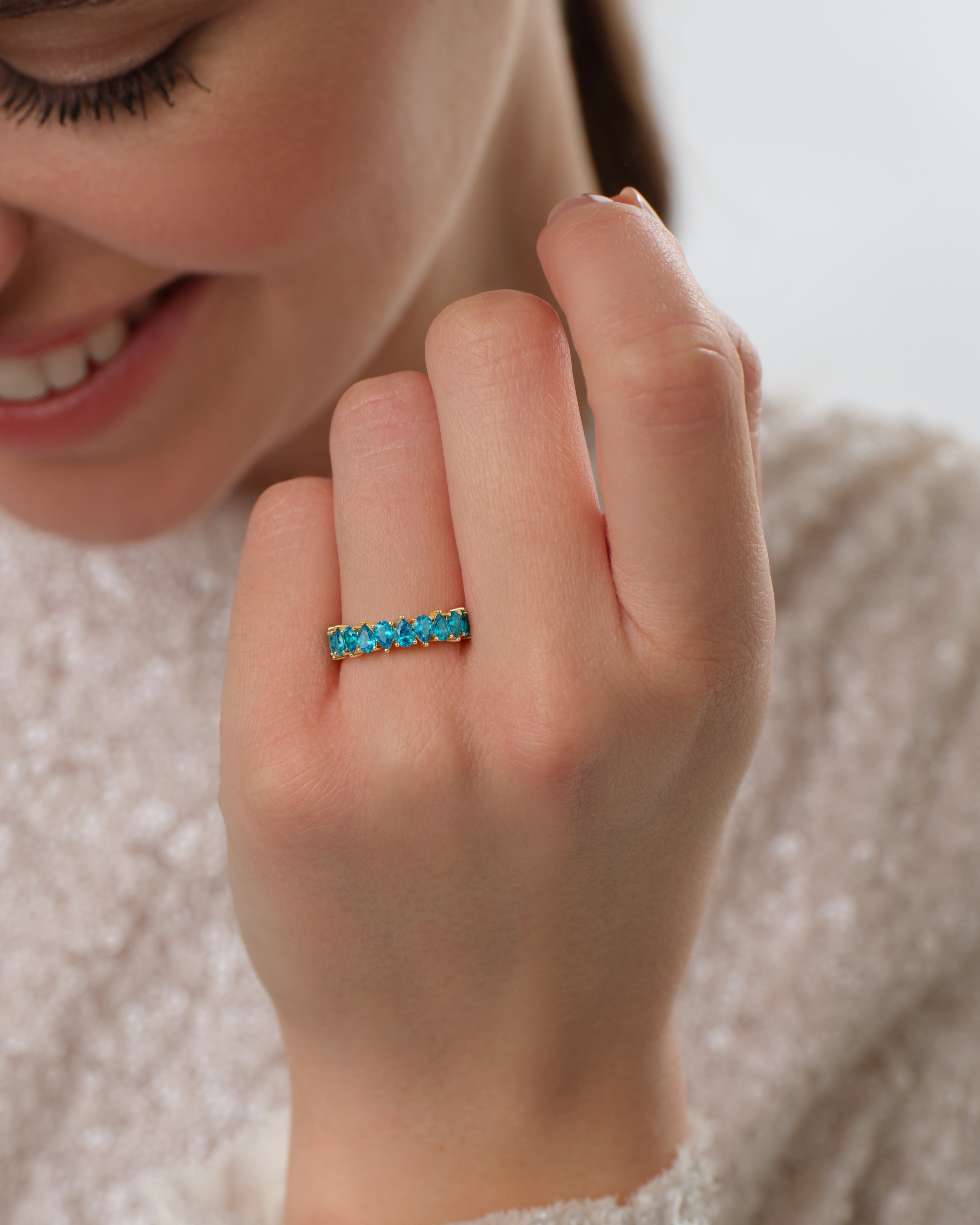 Pear Cut Birthstone Eternity Ring