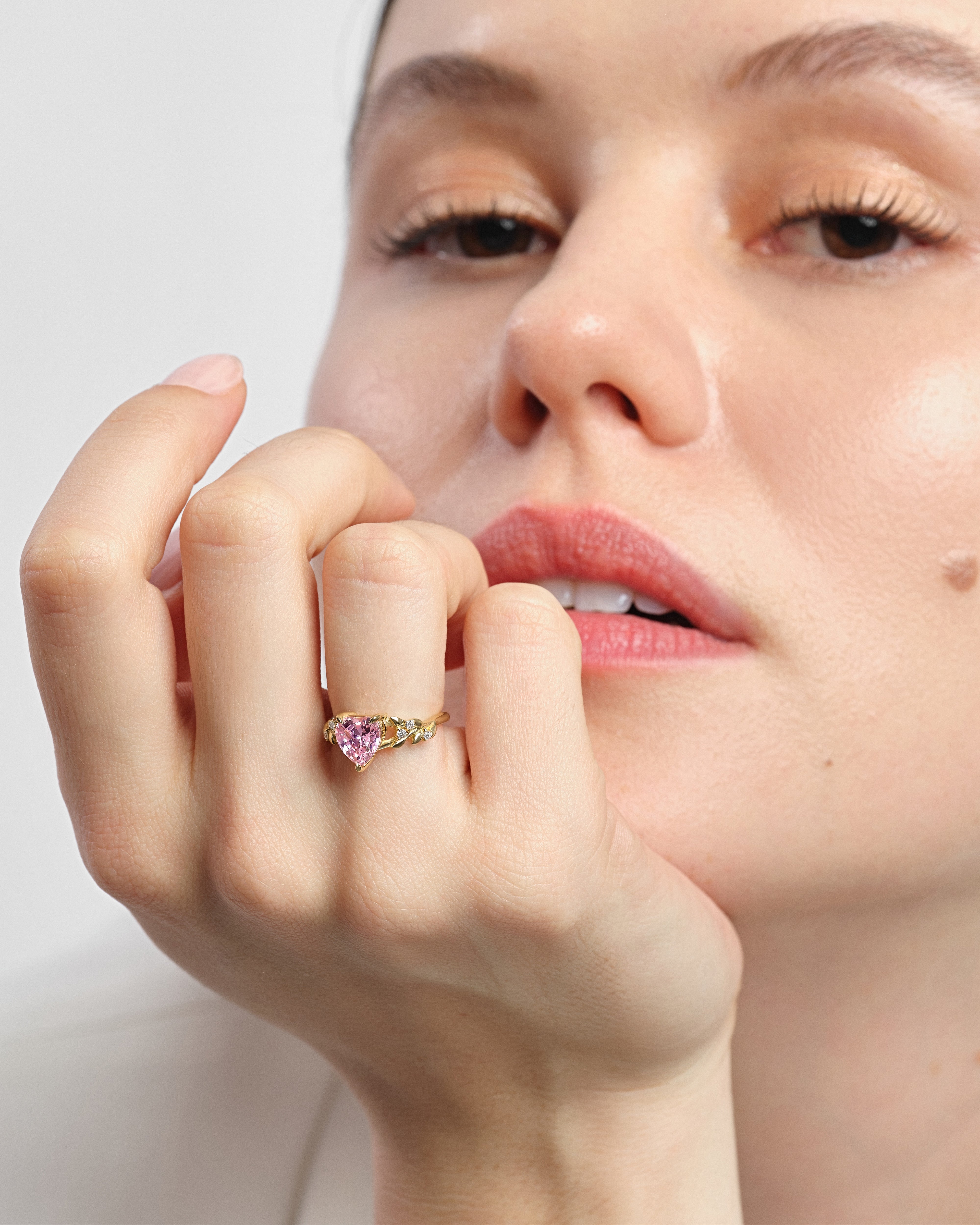 Nature Inspired Heart Birthstone Ring