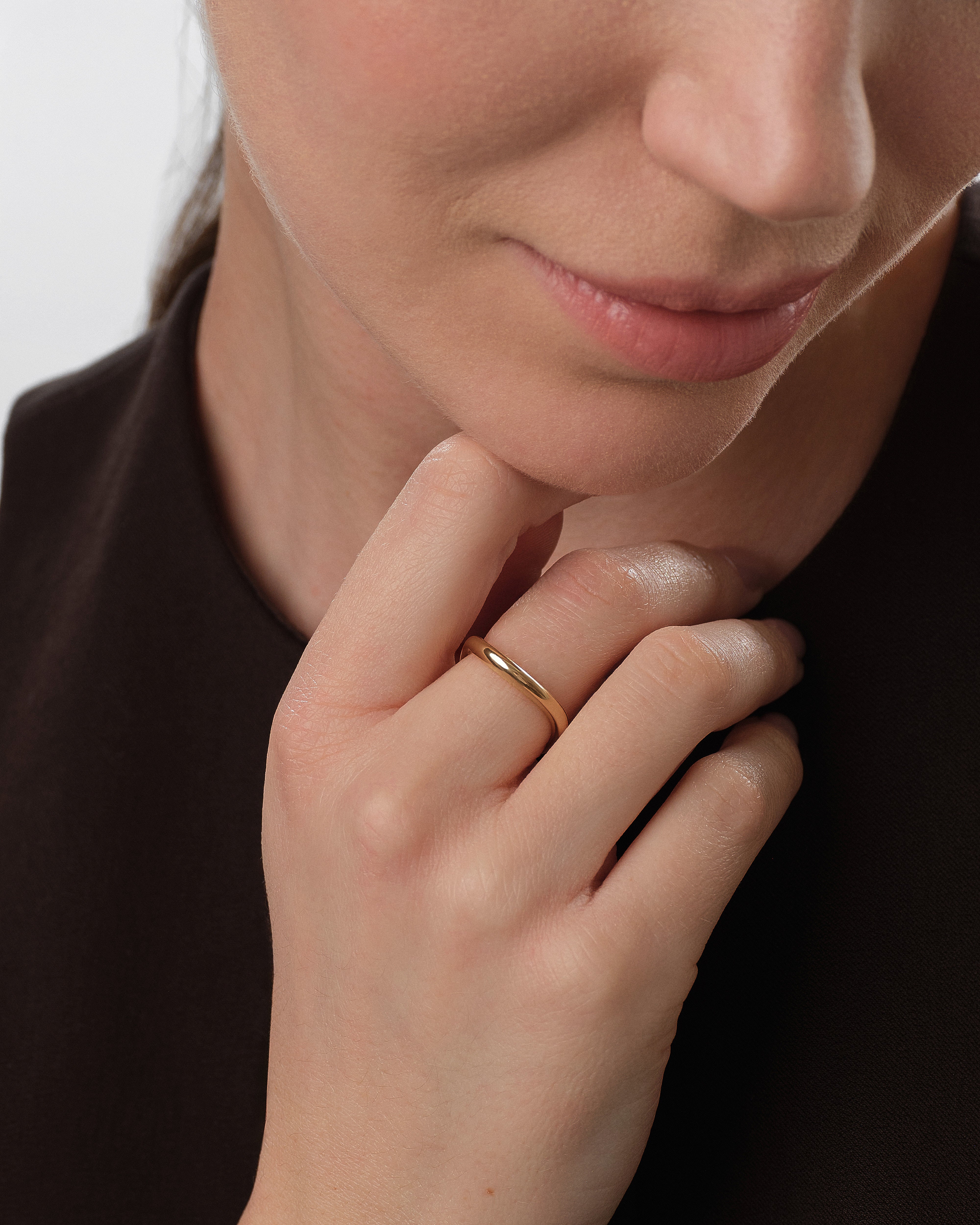 Curved Double Band Birthstone Ring