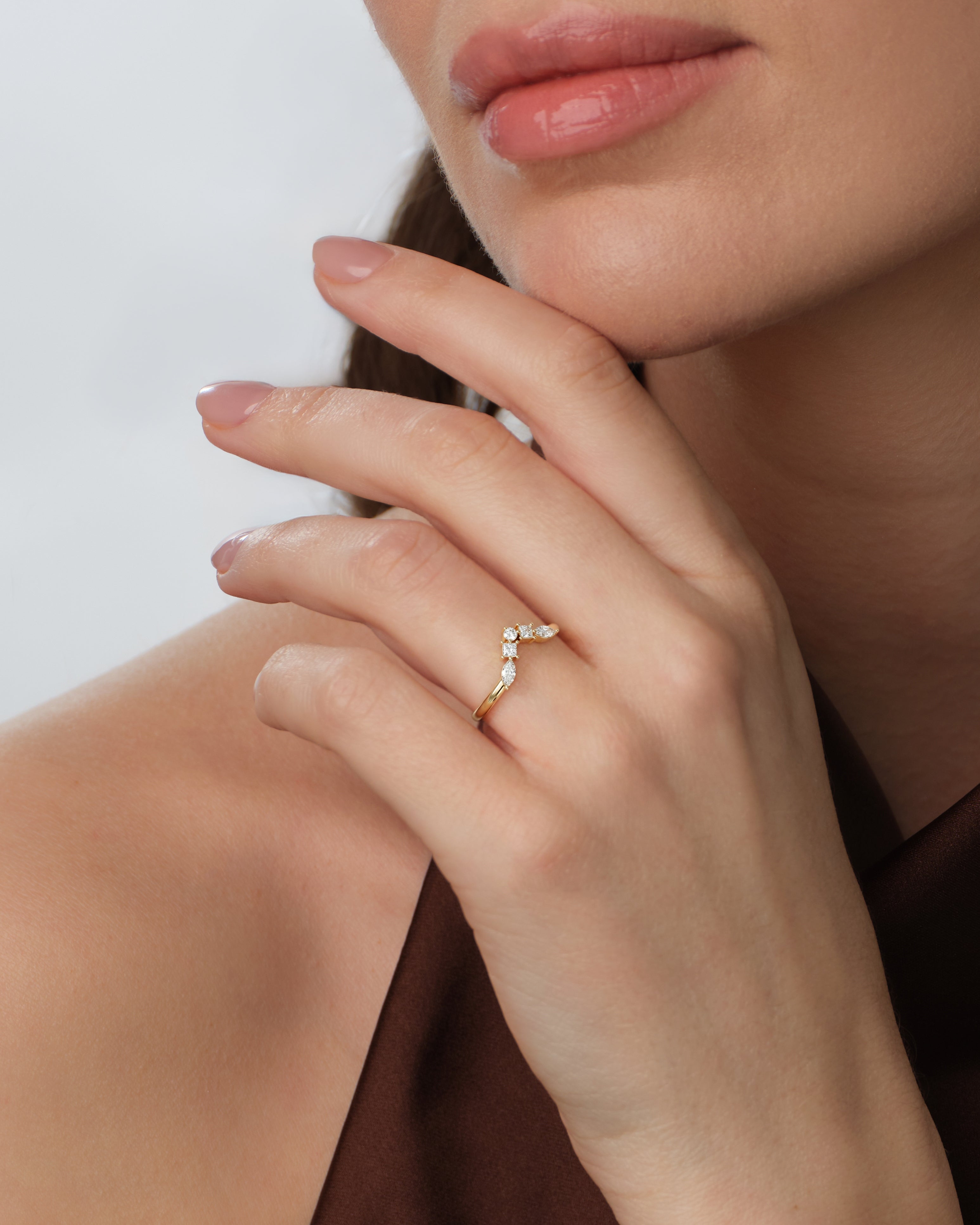 Curved Princess and Marquise Ring