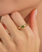 Flush Set Emerald Cut Birthstone Ring