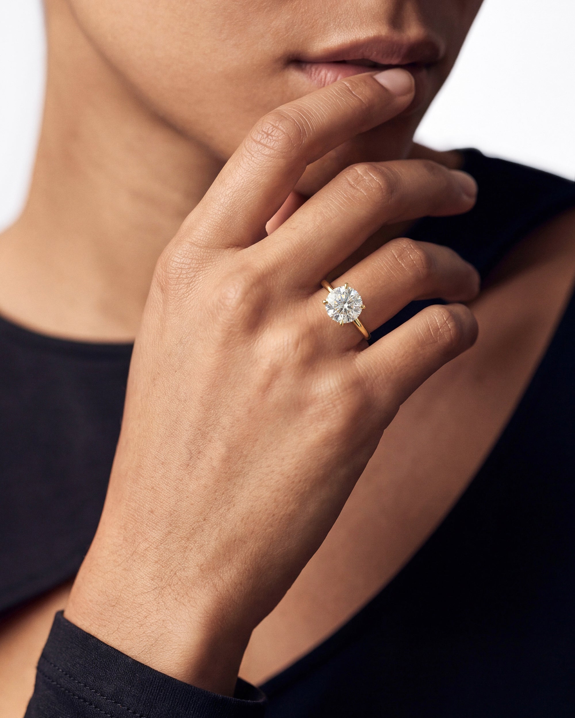 4-Prong Solitaire Round Cut Moissanite Engagement Ring (3.00 CT)