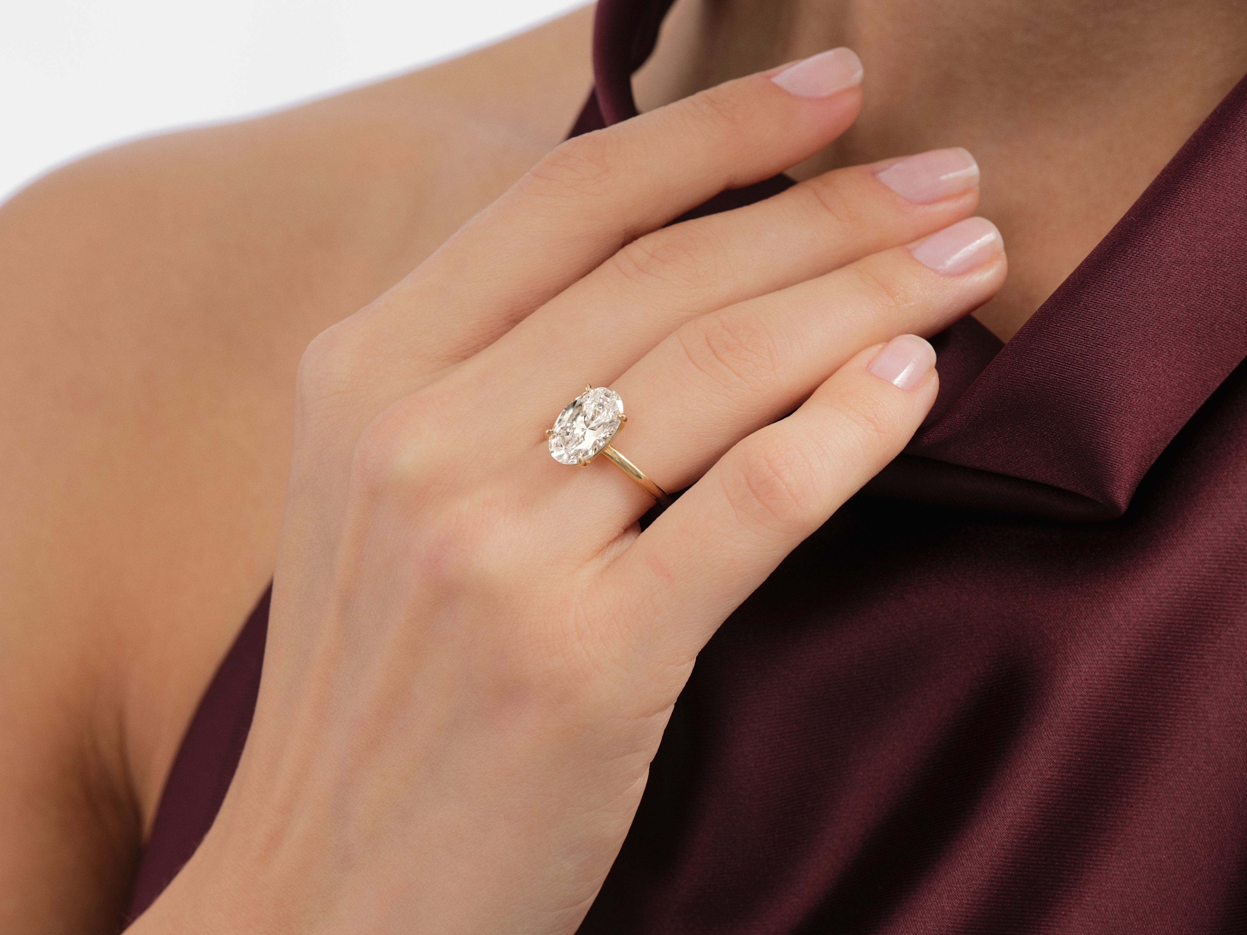 4-Prong Solitaire Oval Cut Lab Grown Diamond Engagement Ring (3.00 CT)