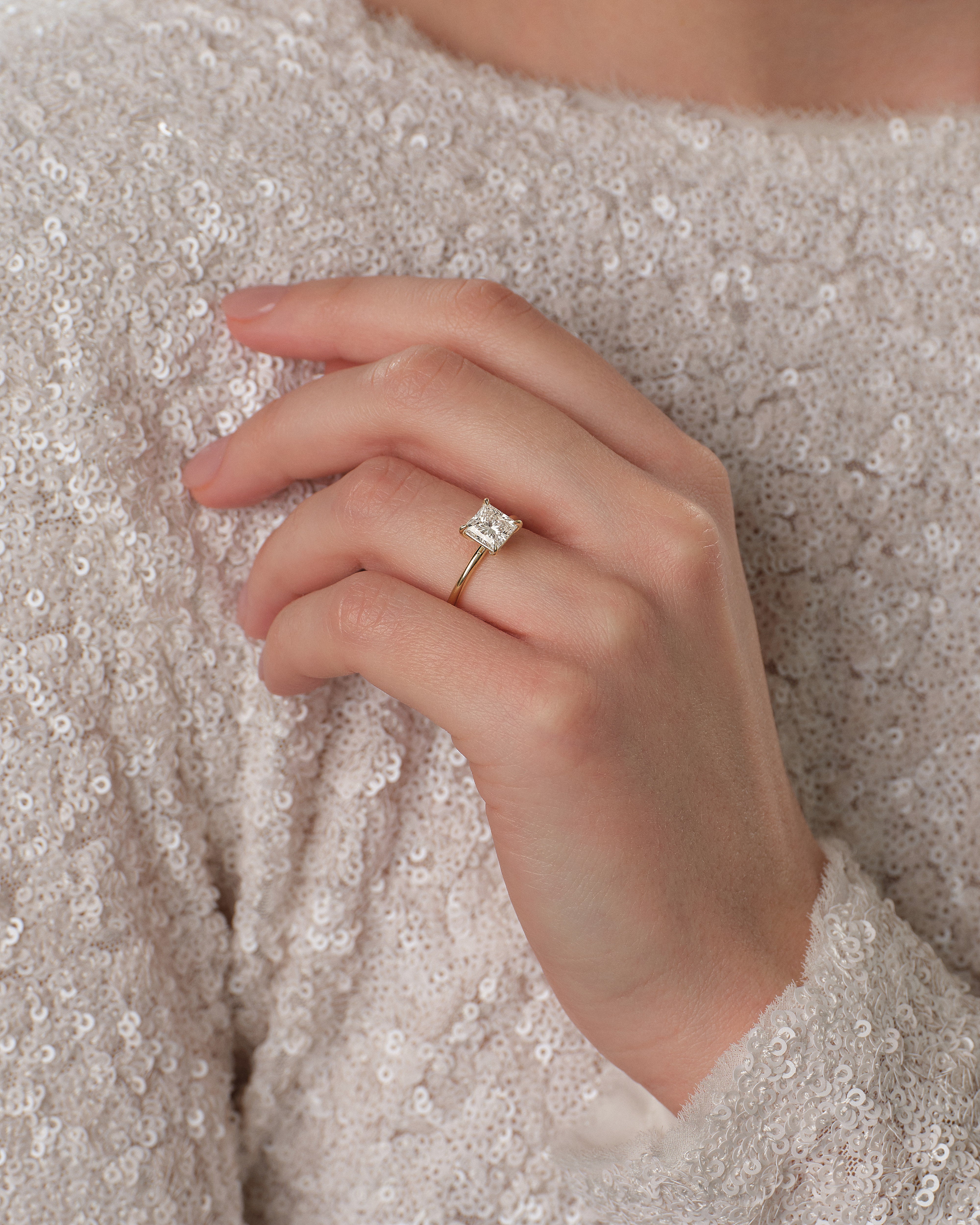 Princess Cut Solitaire Lab Grown Diamond Engagement Ring (1.50 CT)