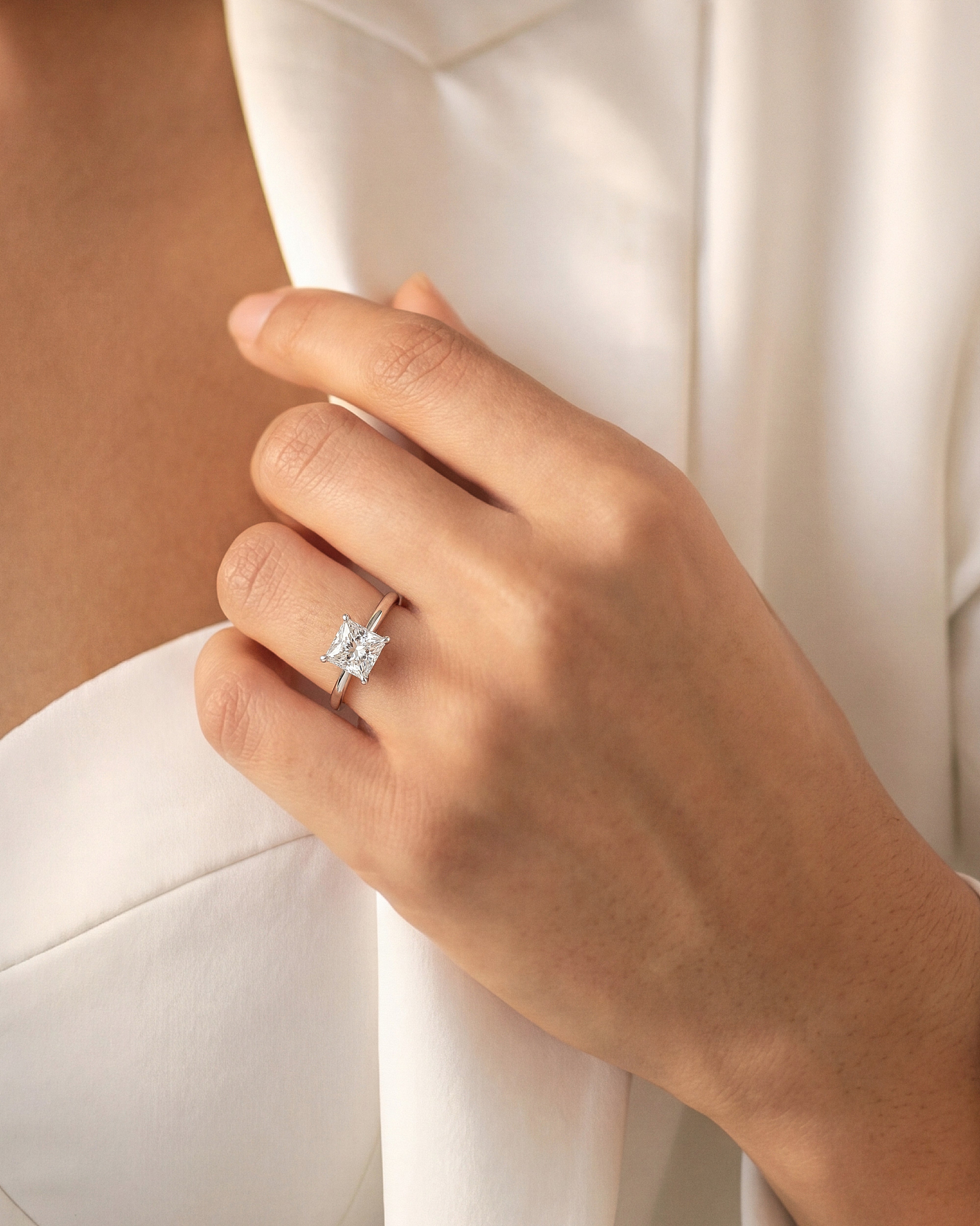 Princess Cut Solitaire Moissanite Engagement Ring (2.00 CT)