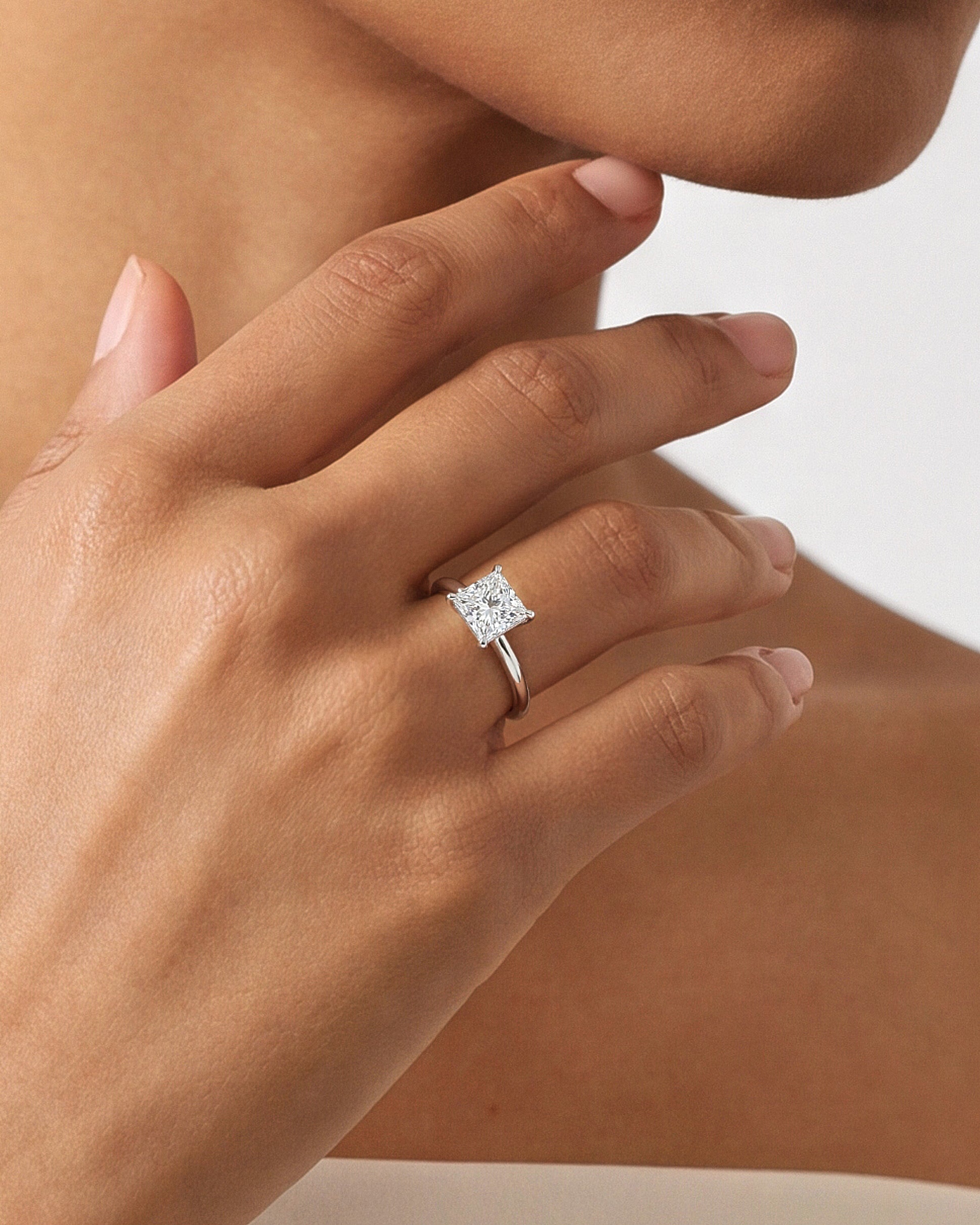 Princess Cut Solitaire Moissanite Engagement Ring (2.00 CT)