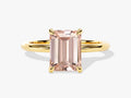 Emerald Cut Peach Morganite Solitaire Engagement Ring
