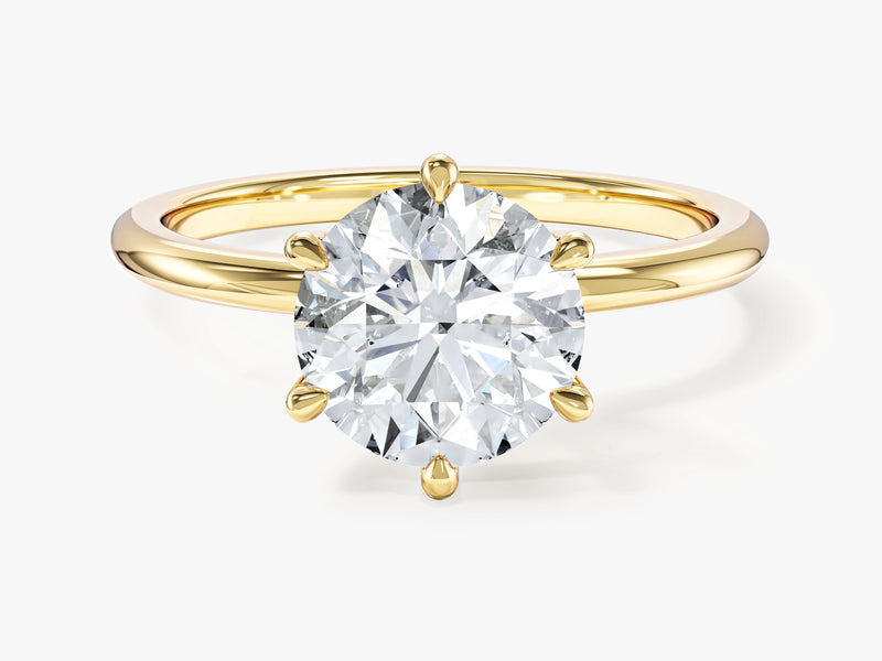 6-Prong Solitaire Round Cut Lab Grown Diamond Engagement Ring (2.00 CT)