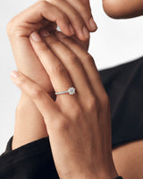 Cathedral Round Cut Moissanite Engagement Ring with Pave Set Side Stones (1.00 CT)