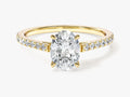 Cathedral Oval Cut Lab Grown Diamond Engagement Ring with Pave Set Side Stones (1.00 CT)