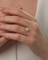 Cathedral Oval Cut Moissanite Engagement Ring with Pave Set Side Stones (1.50 CT)