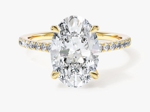 Cathedral Oval Cut Moissanite Engagement Ring with Pave Set Side Stones (3.00 CT)