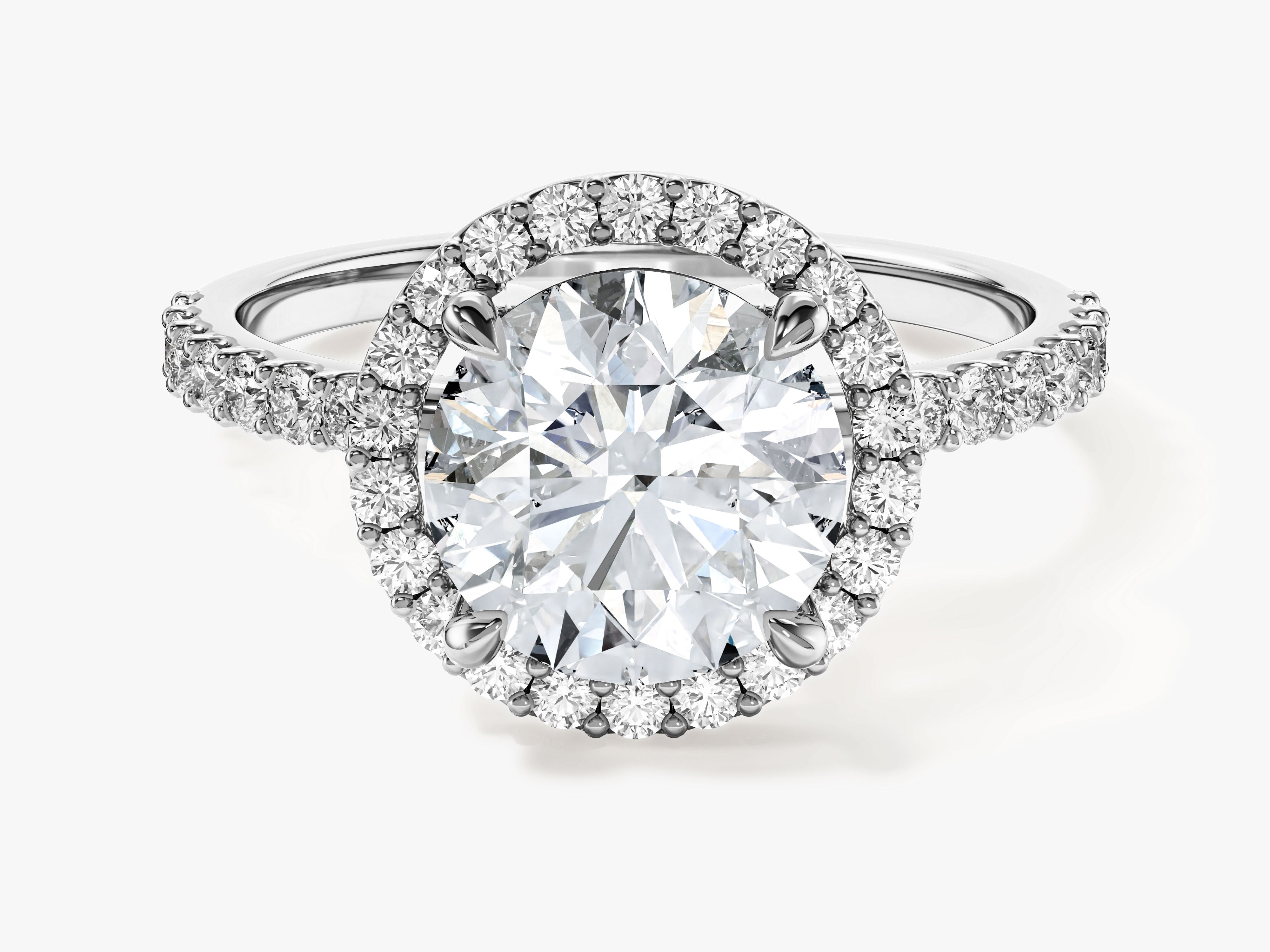 Round Cut Moissanite Round Halo Engagement Ring (2.00 CT)