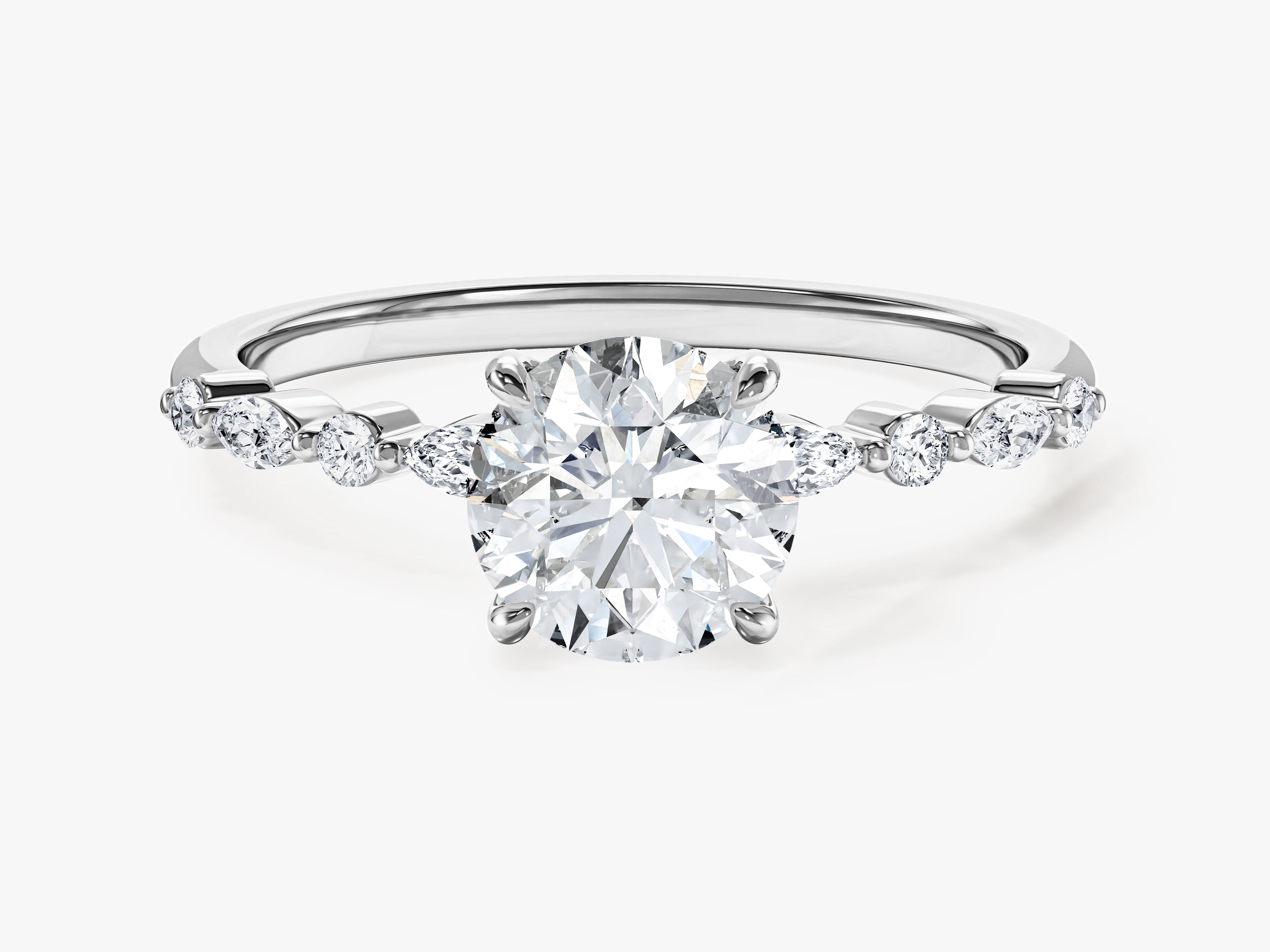 Alternating Marquise Side Stone Moissanite Engagement Ring (1.00 CT)