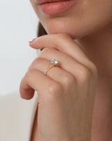 Alternating Marquise Side Stone Moissanite Engagement Ring (1.00 CT)
