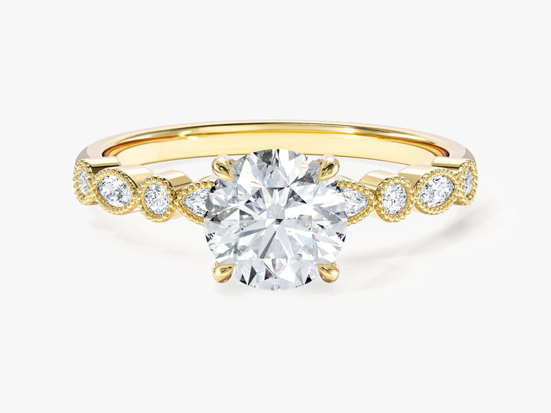 Milgrain Marquise Side Stone Lab Grown Diamond Engagement Ring (1.00 CT)