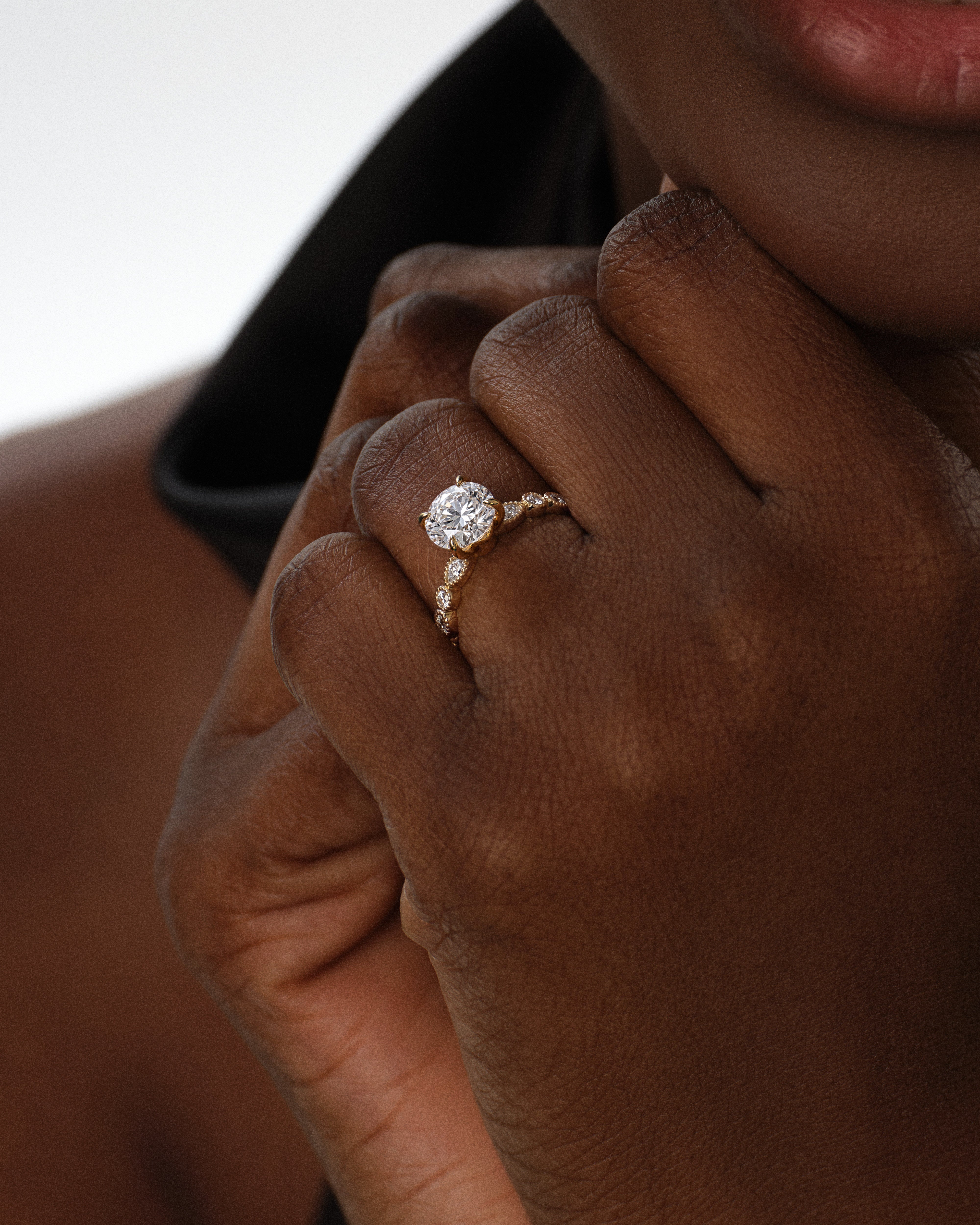 Milgrain Marquise Side Stone Lab Grown Diamond Engagement Ring (1.00 CT)