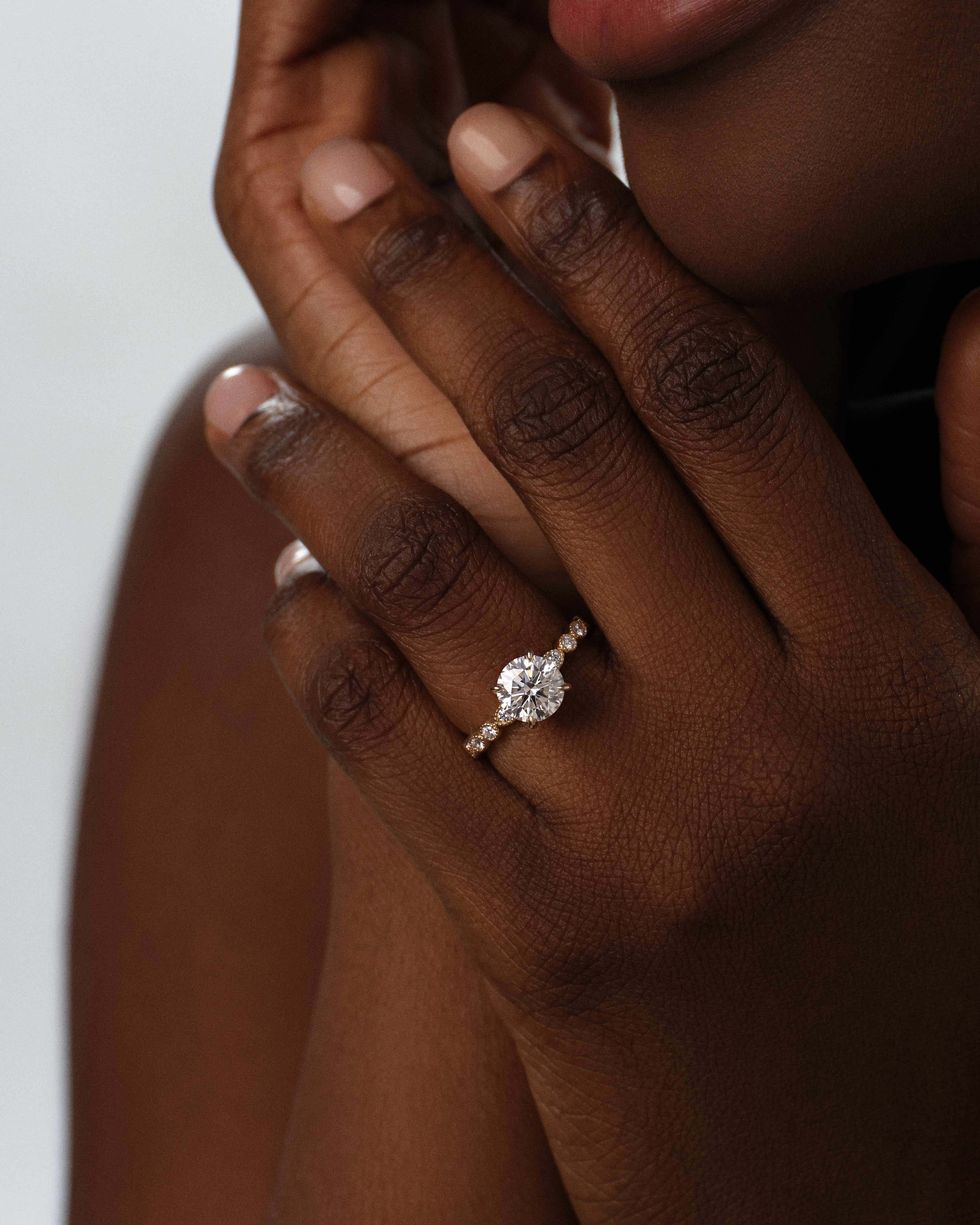Milgrain Marquise Side Stone Lab Grown Diamond Engagement Ring (1.00 CT)