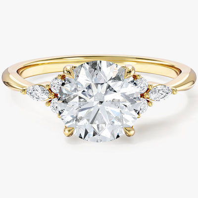 Cluster Accent Round Cut Moissanite Engagement Ring (1.50 CT)