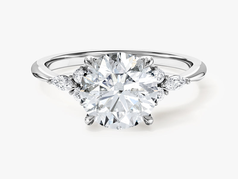 Cluster Accent Round Cut Moissanite Engagement Ring (2.00 CT)