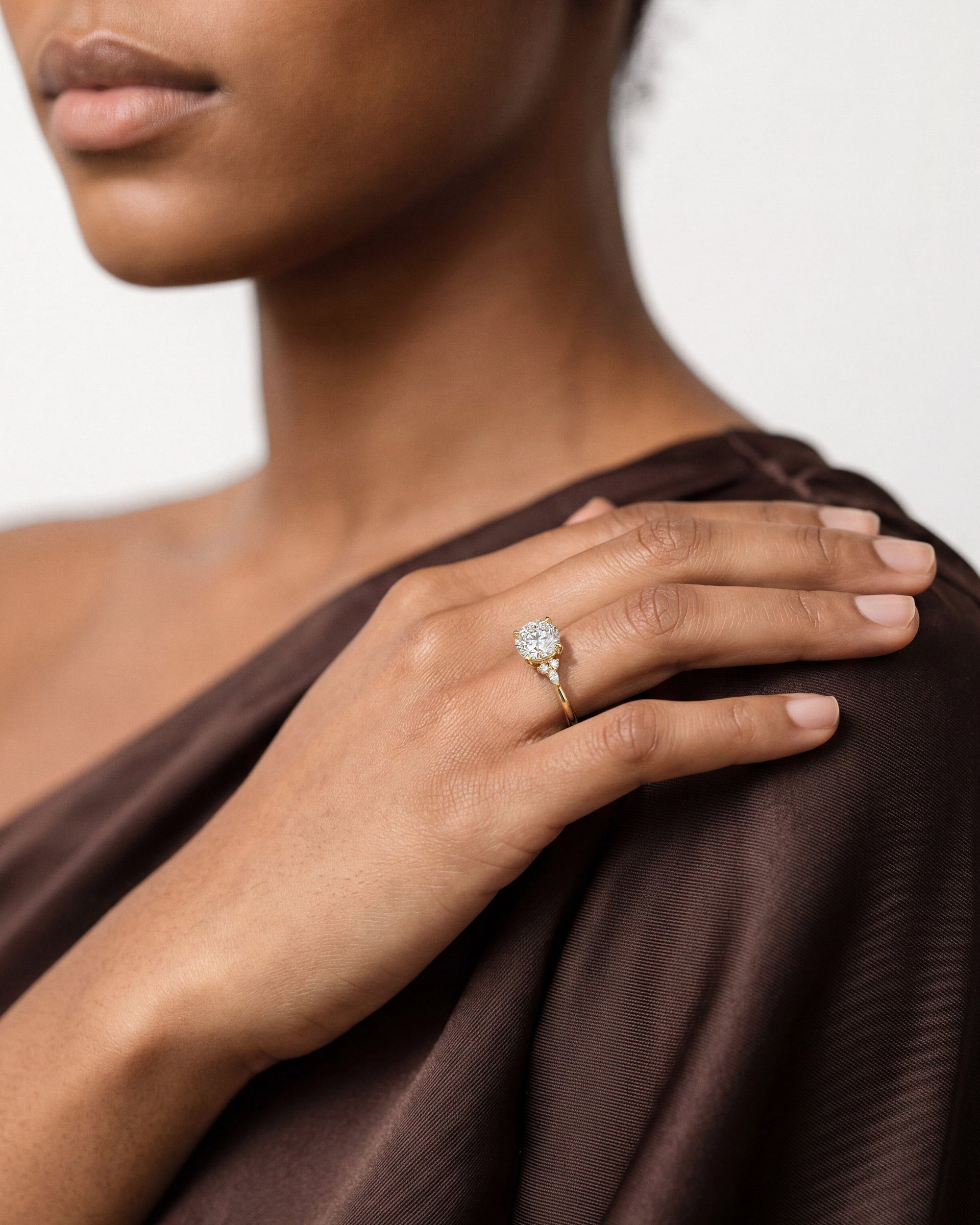 Cluster Accent Round Cut Lab Grown Diamond Engagement Ring (2.00 CT)