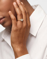 Cluster Accent Oval Cut Moissanite Engagement Ring (1.00 CT)