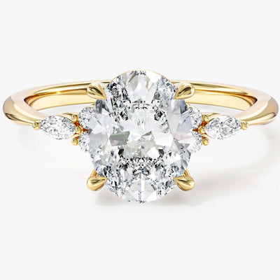 Cluster Accent Oval Cut Moissanite Engagement Ring (2.00 CT)