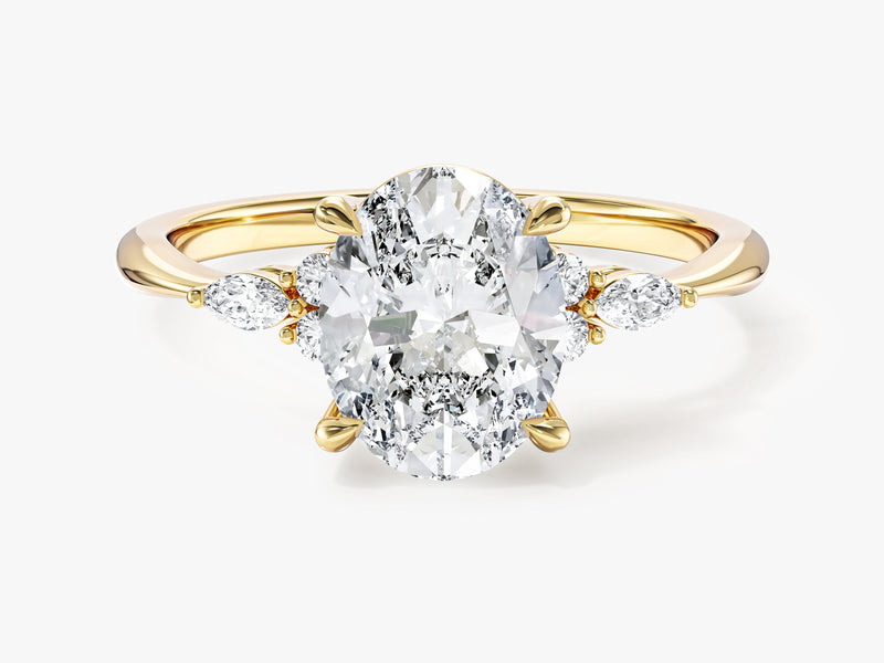 Cluster Accent Oval Cut Lab Grown Diamond Engagement Ring (2.00 CT)