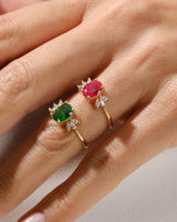 Oval Cluster Accent Birthstone Ring
