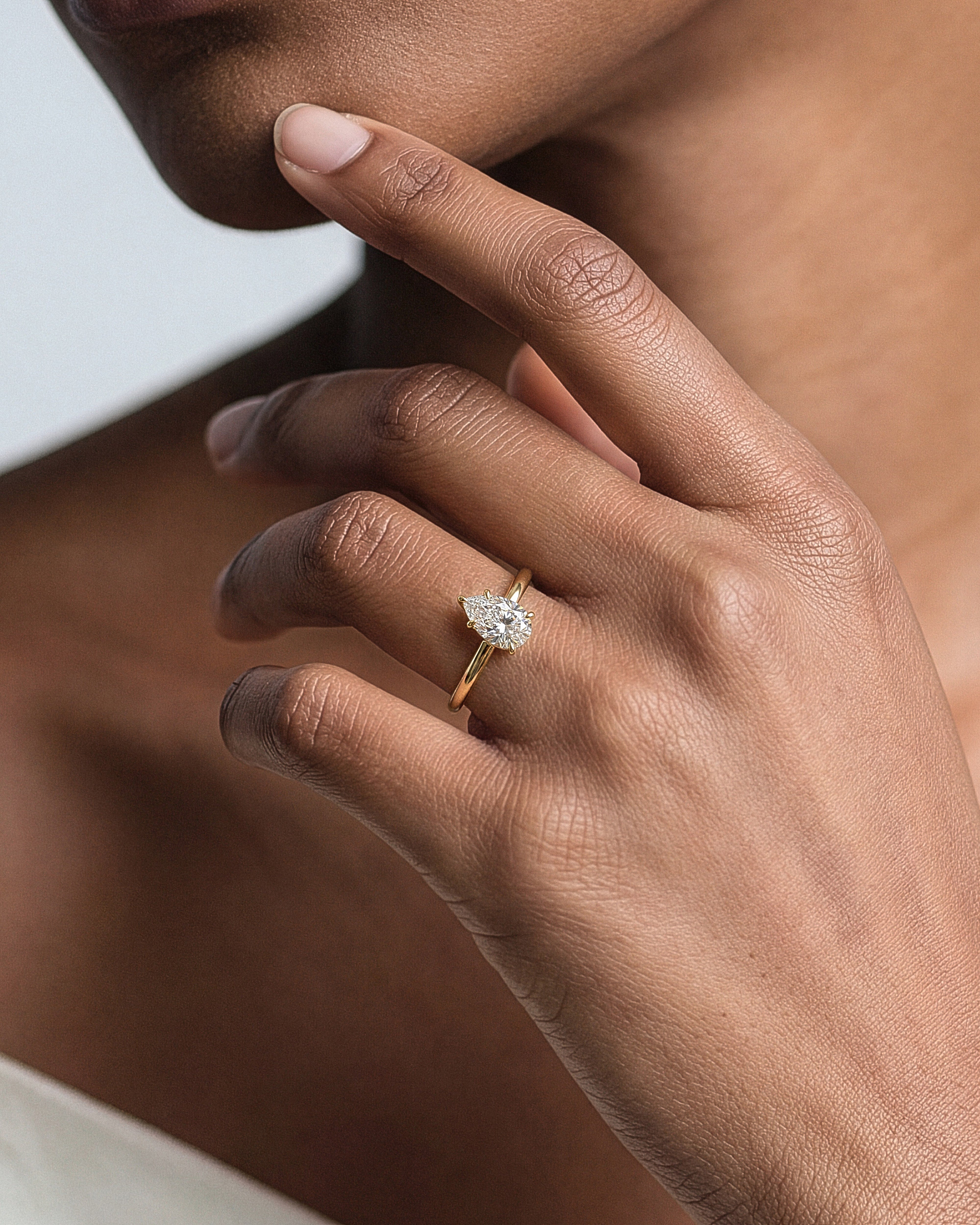 Pear Cut Solitaire Lab Grown Diamond Engagement Ring (1.00 CT)