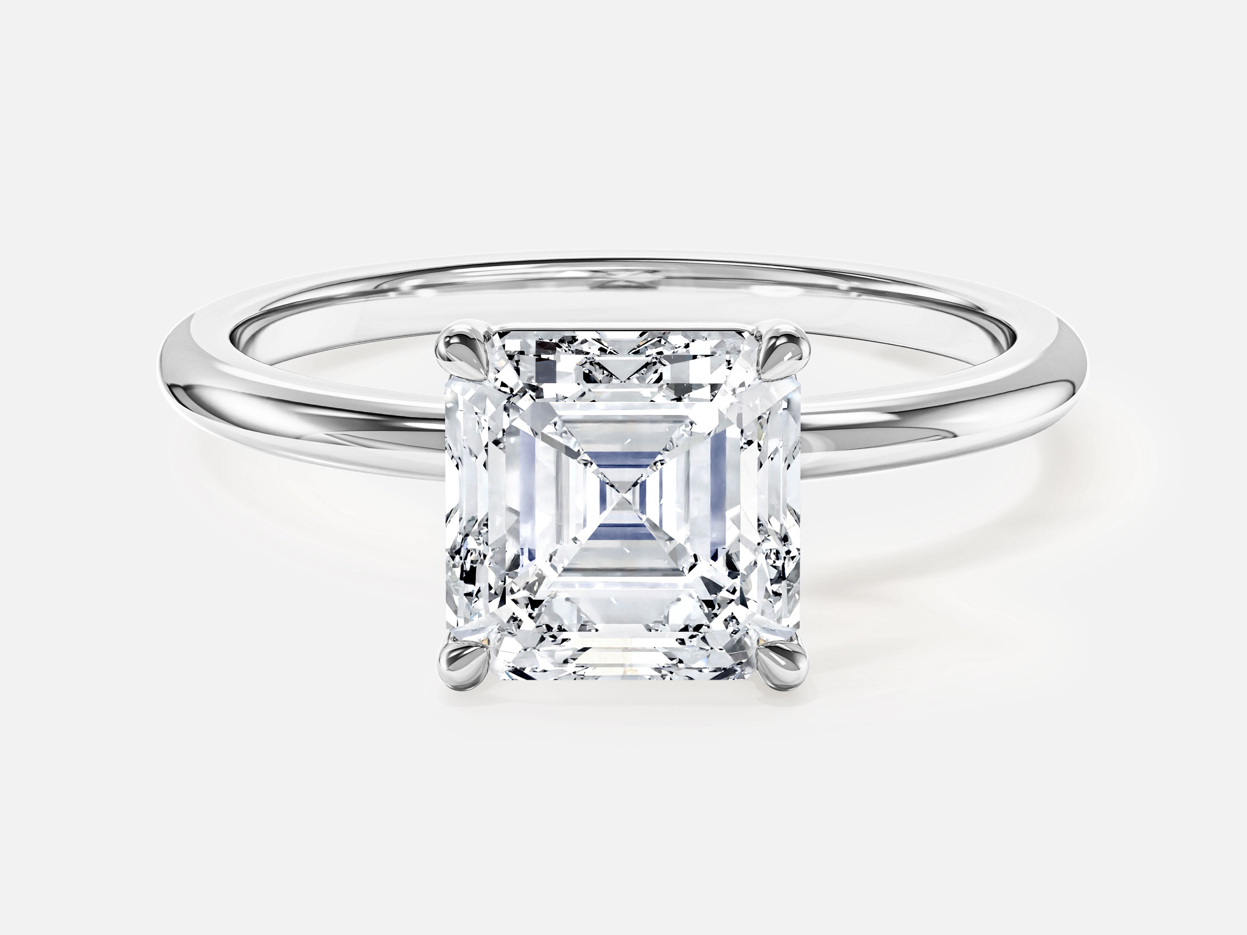 Asscher Cut Solitaire Moissanite Engagement Ring (2.00 CT)