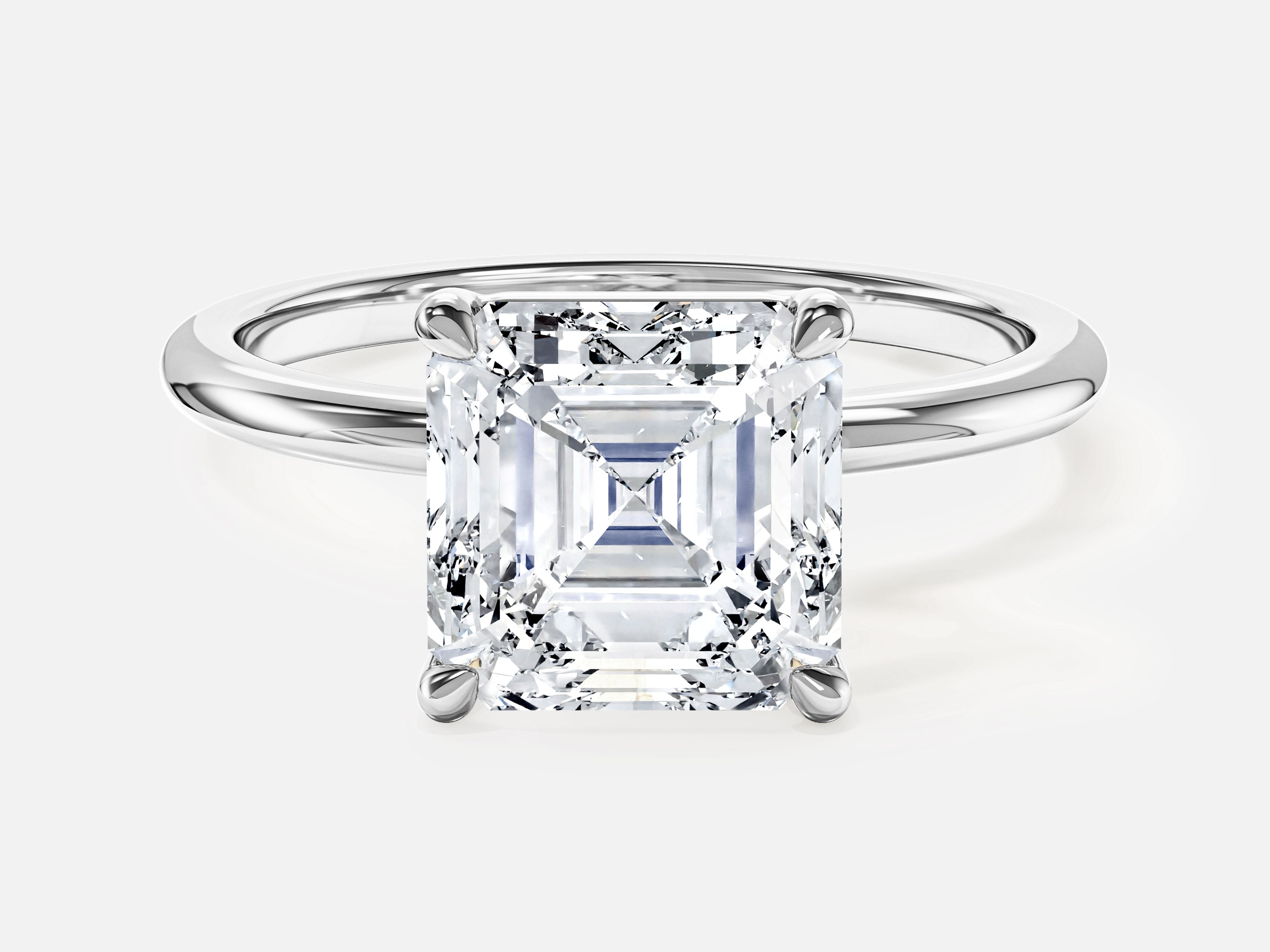 Asscher Cut Solitaire Moissanite Engagement Ring (3.00 CT)