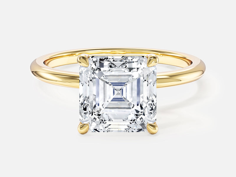 Asscher Cut Solitaire Moissanite Engagement Ring (3.00 CT)