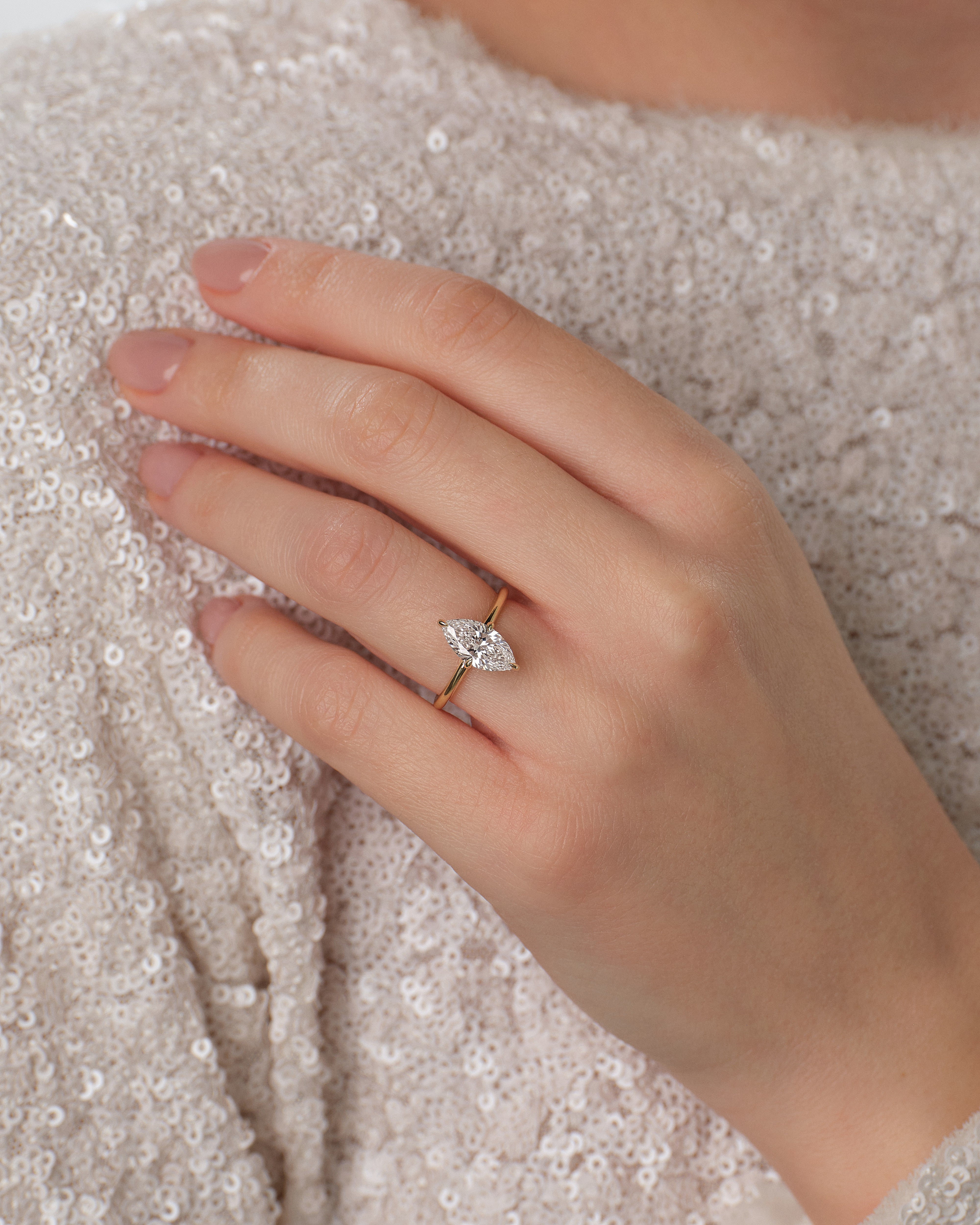 Marquise Cut Solitaire Lab Grown Diamond Engagement Ring (1.50 CT)
