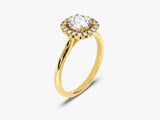 Gold diamond halo engagement ring from jewelry company