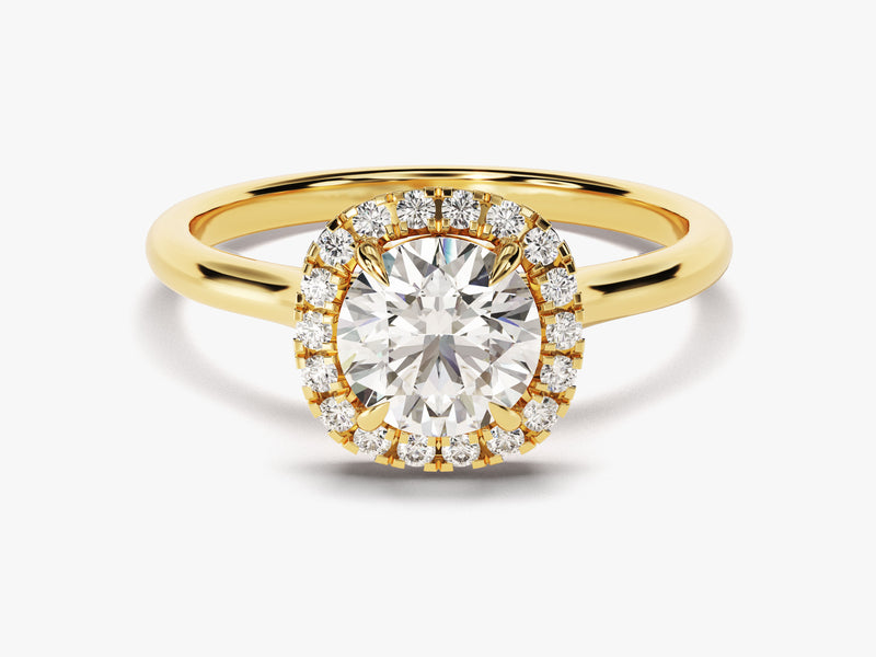 Gold oval diamond halo engagement ring