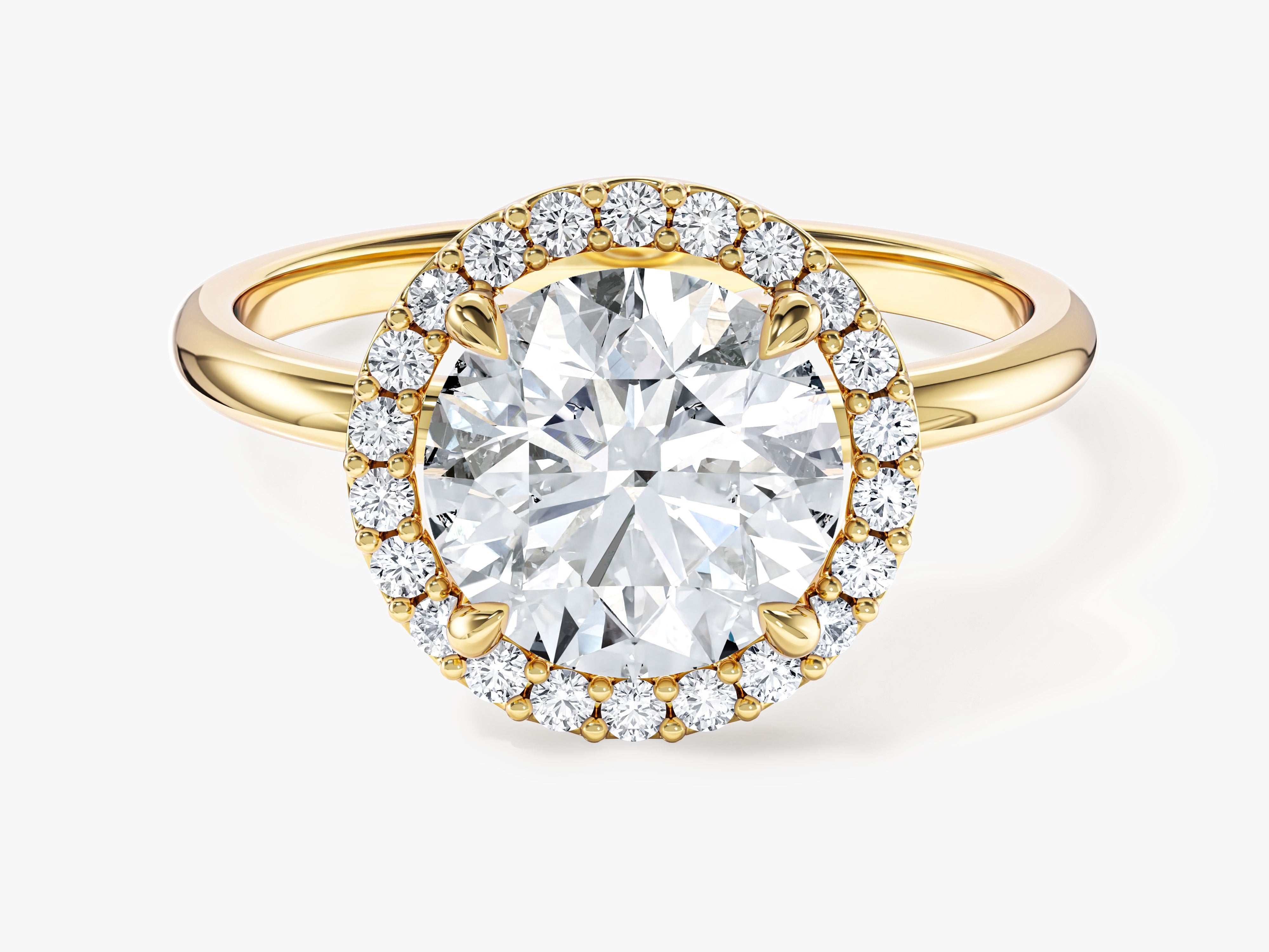 Round Halo Moissanite Engagement Ring (2.00 CT)