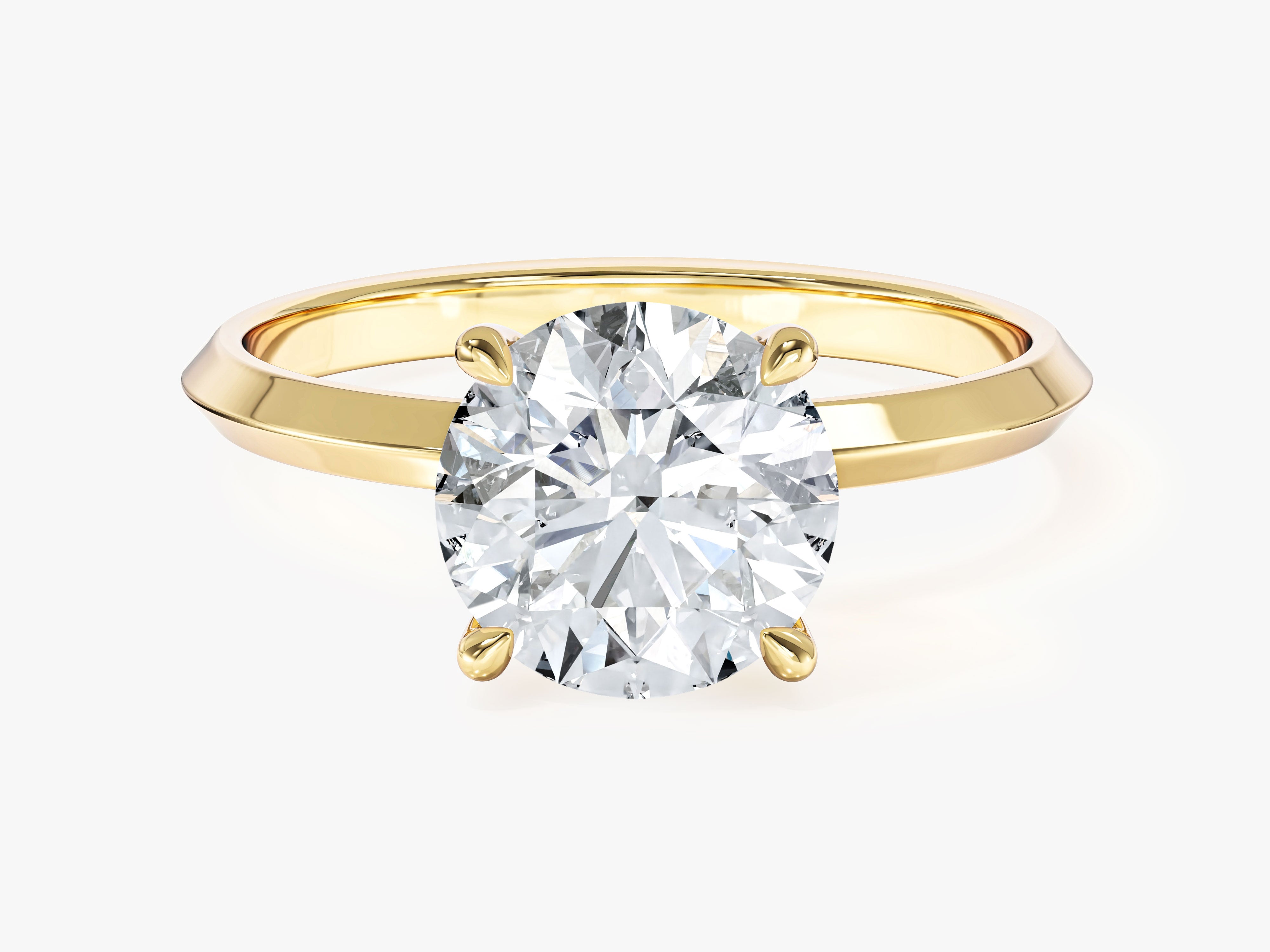 Knife Edge Round Lab Grown Diamond Engagement Ring (2.00 CT)